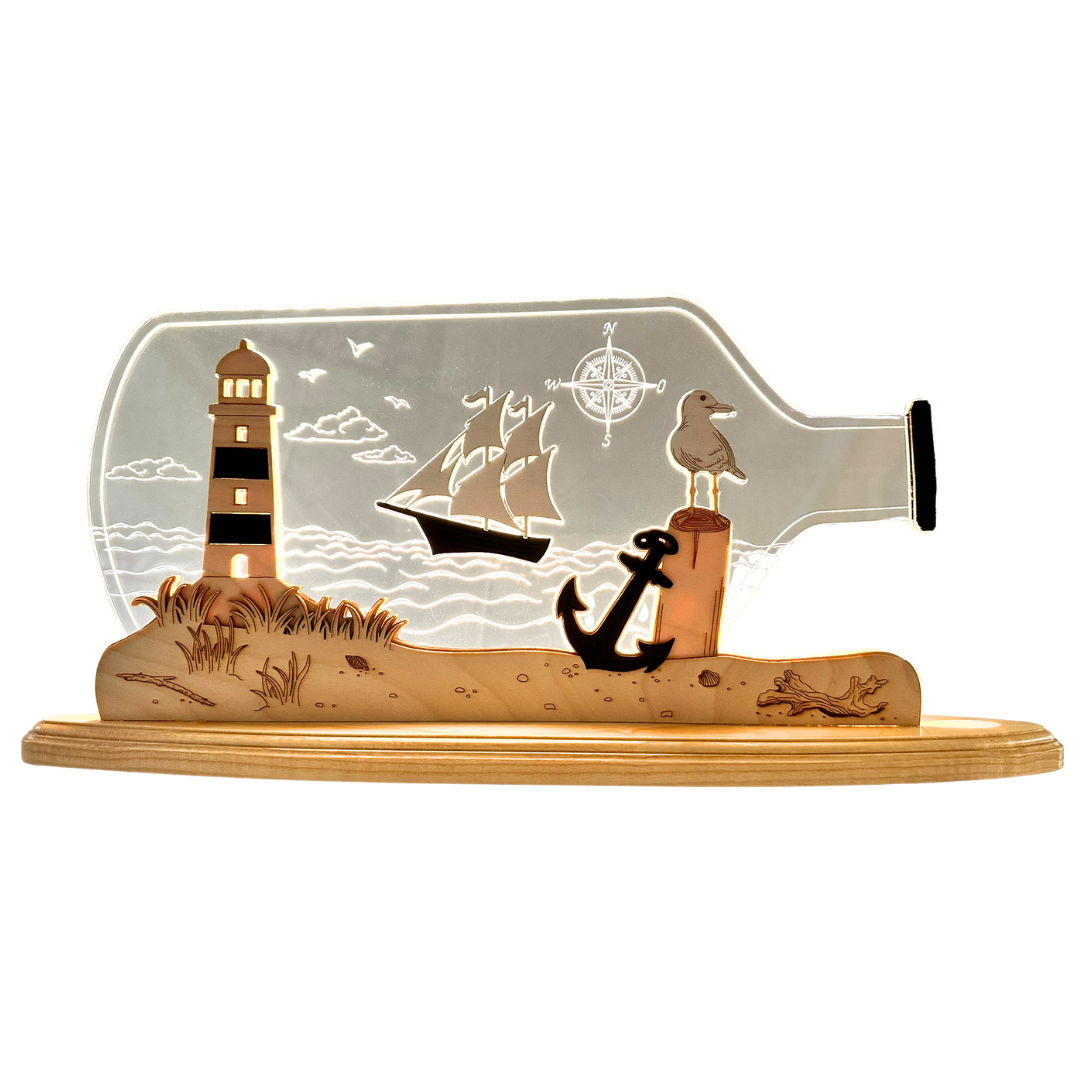 Motivleuchte Flaschenpost Maritim 47,0 x 22,0 x 8,2 cm Motivleuchte Flaschenpost Maritim 47,0 x 22,0 x 8,2 cm