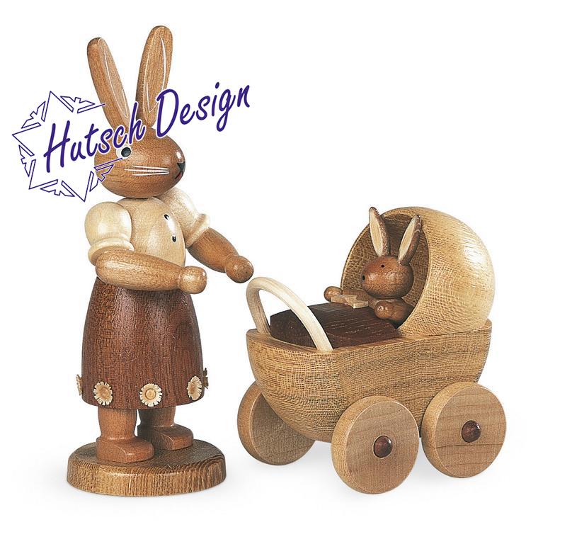 Hasenmutter mit Kinderwagen