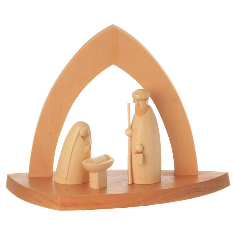 Bogenkrippe natur mit Heiliger Familie 11cm Bogenkrippe natur mit Heiliger Familie 11cm