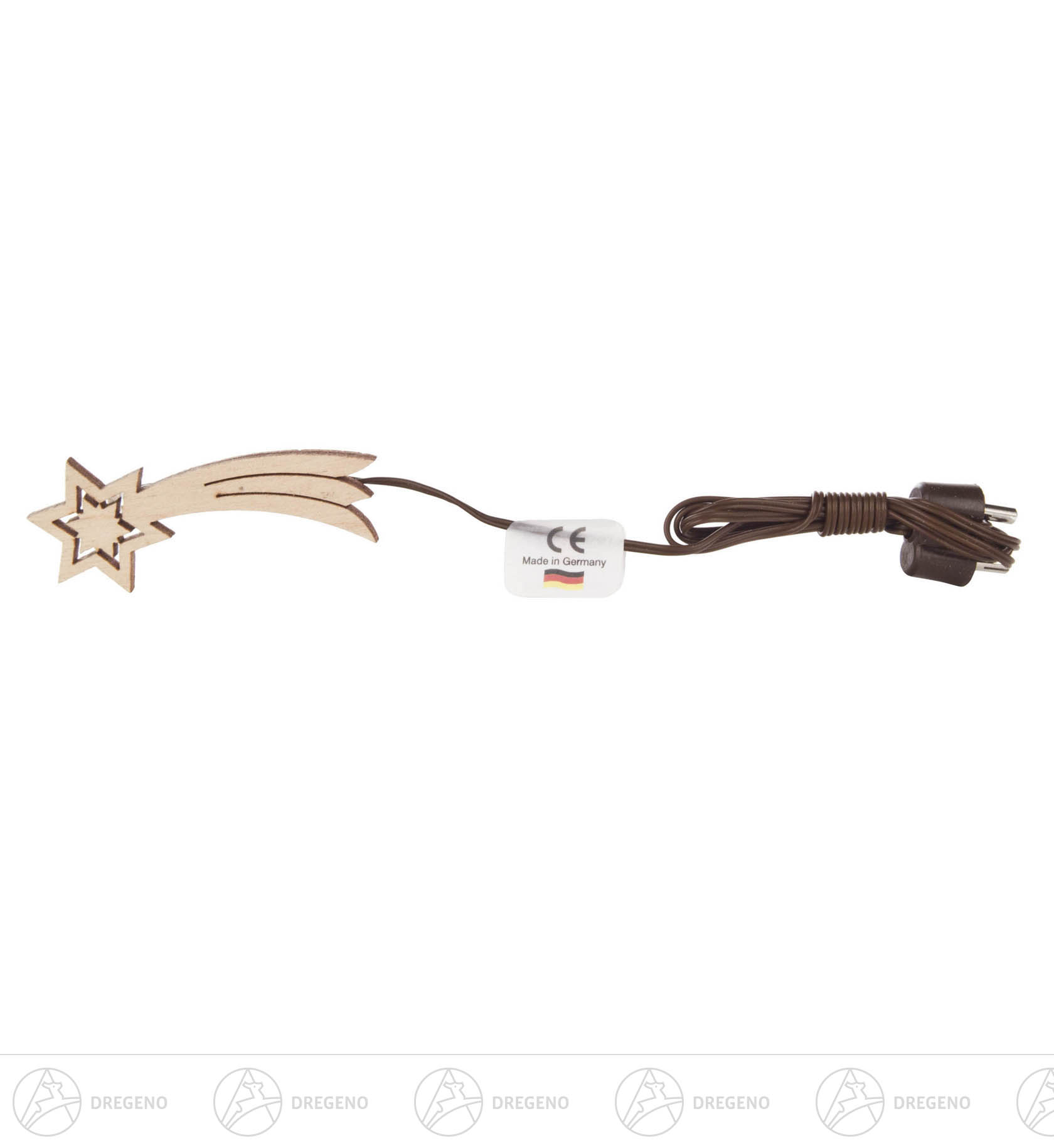 Holzkomet einfach 4,5cm inkl. Stecker, 60cm Kabel und LED