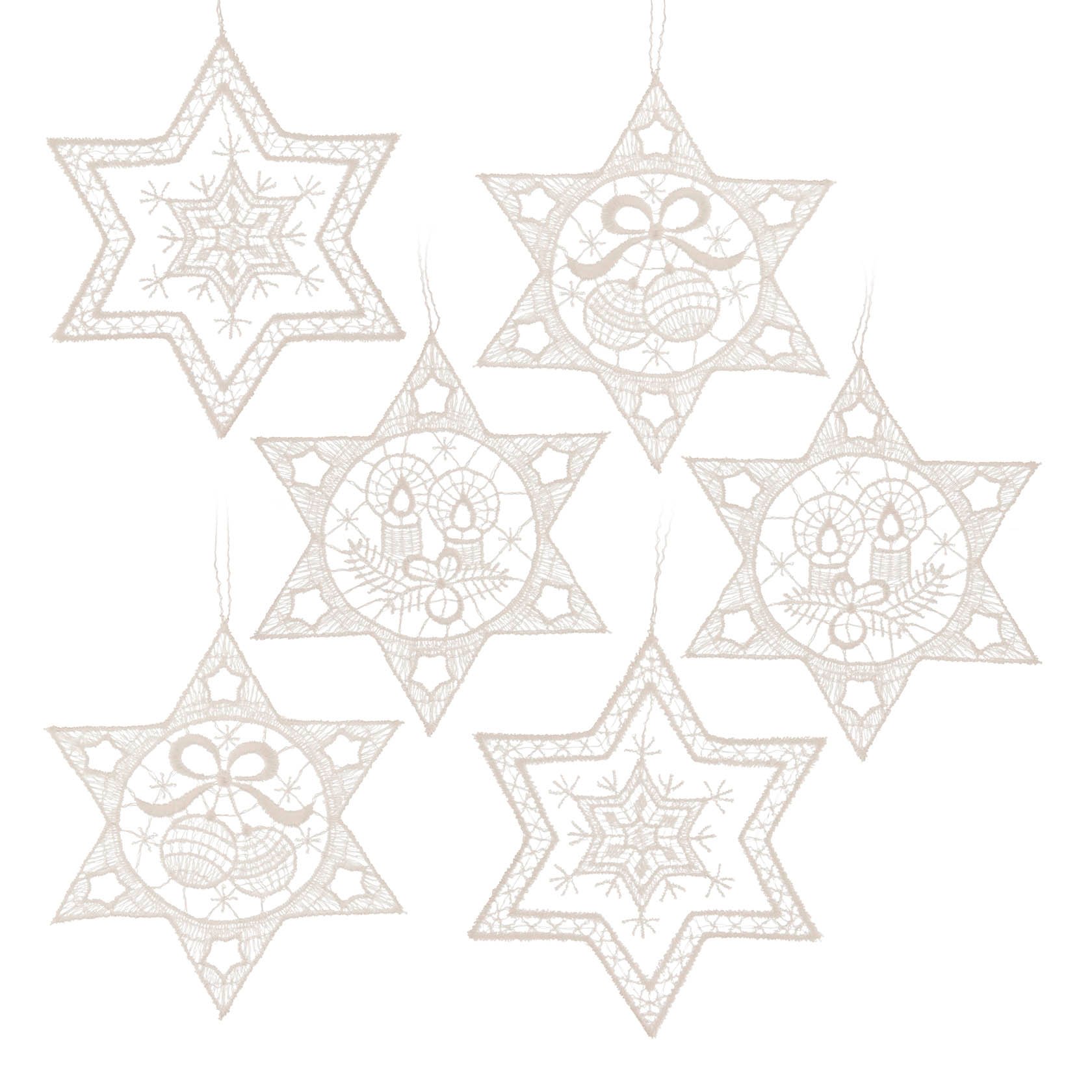 Behang Stern-Motiv sortiert 6-teilig 2x217072 2x235671 2x235673 Plauener Spitze 9cm Behang Stern-Motiv sortiert 6-teilig 2x217072 2x235671 2x235673 Plauener Spitze 9cm