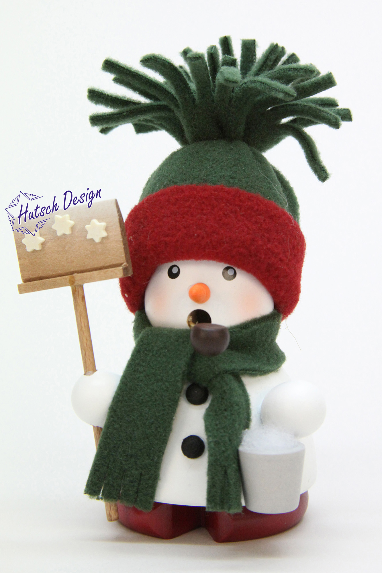 Räuchermann Schneemann grün  12,5 cm