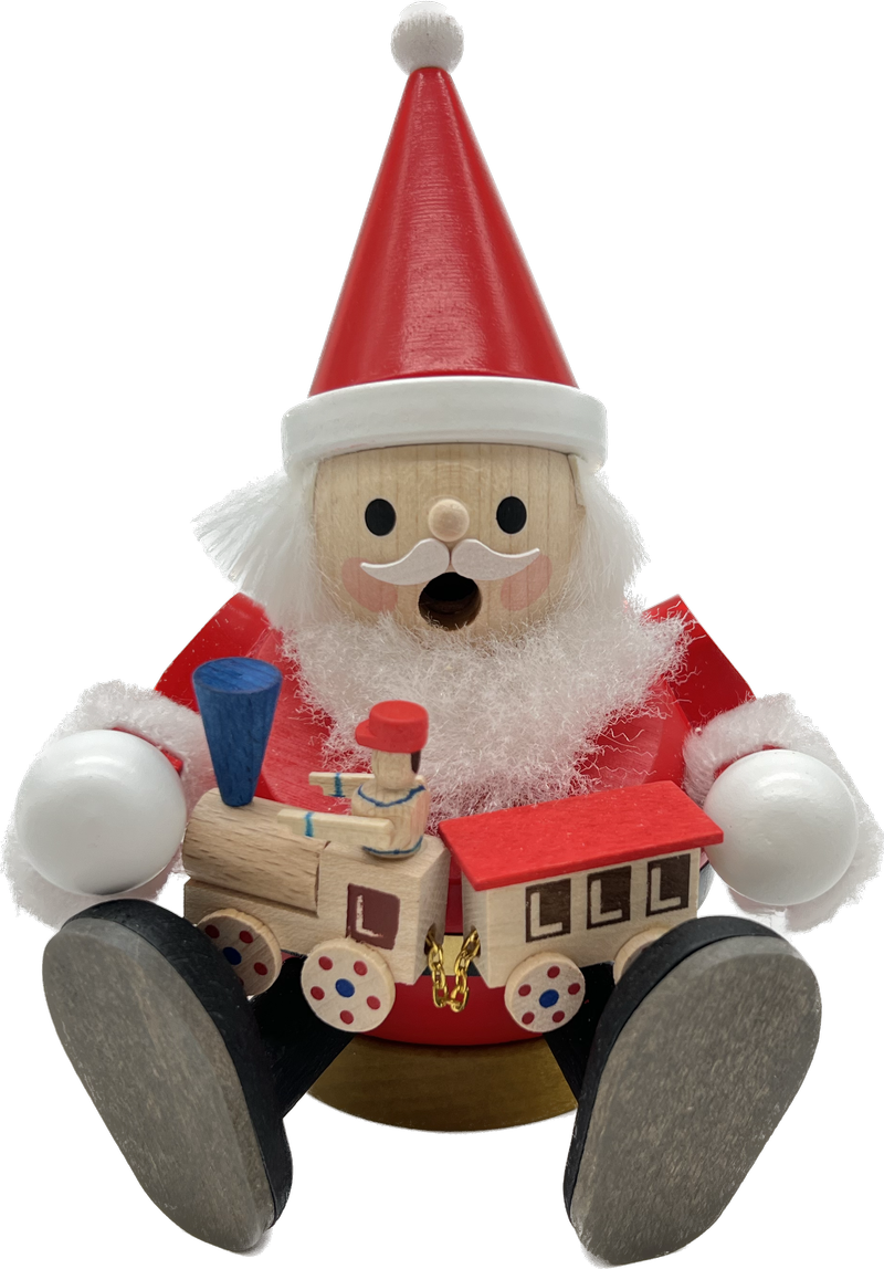 Rauchmann Santa mit Eisenbahn sitzend 15cm