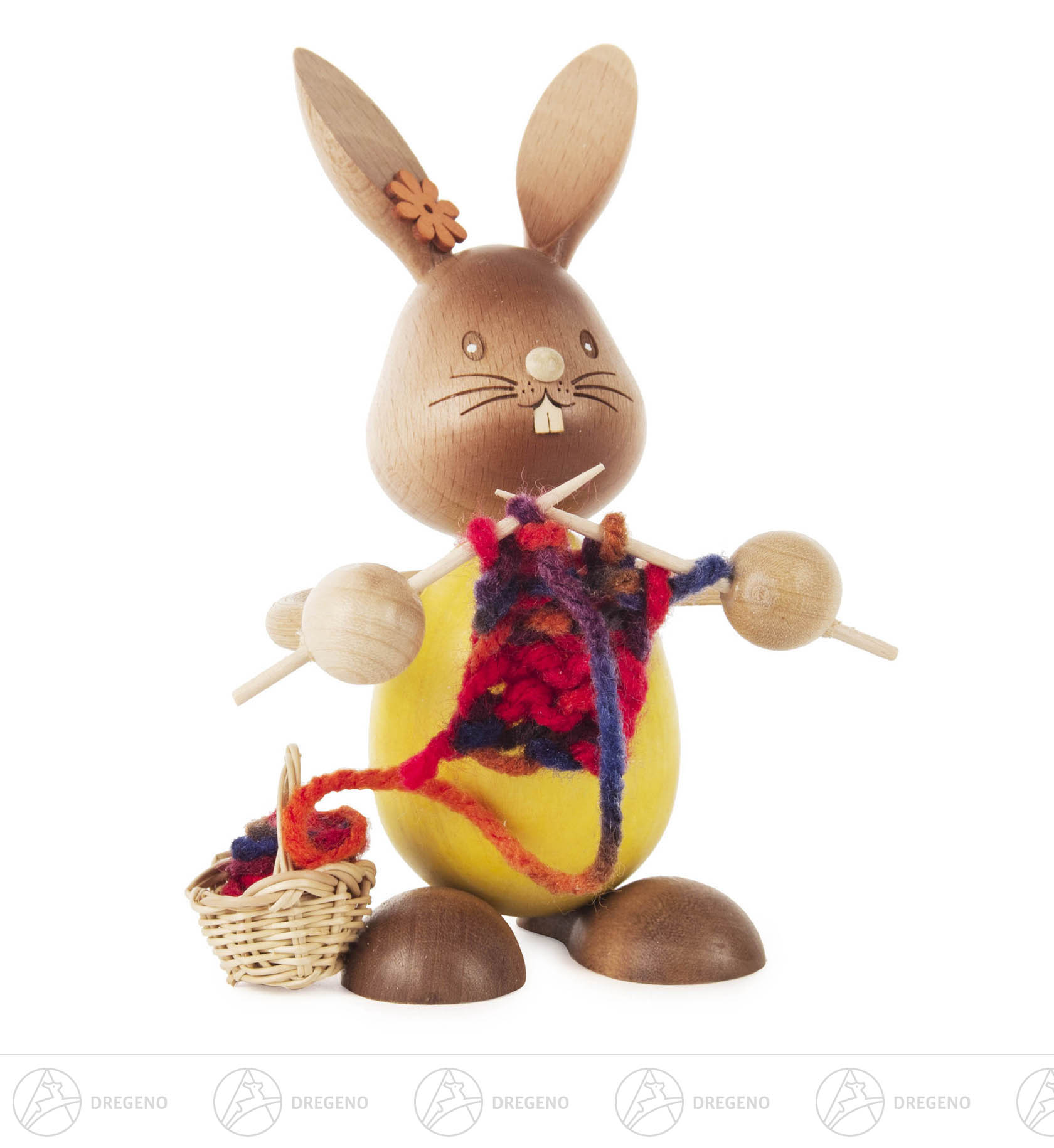 Hase Stupsi mit Strickzeug 11cm Hase Stupsi mit Strickzeug 11cm