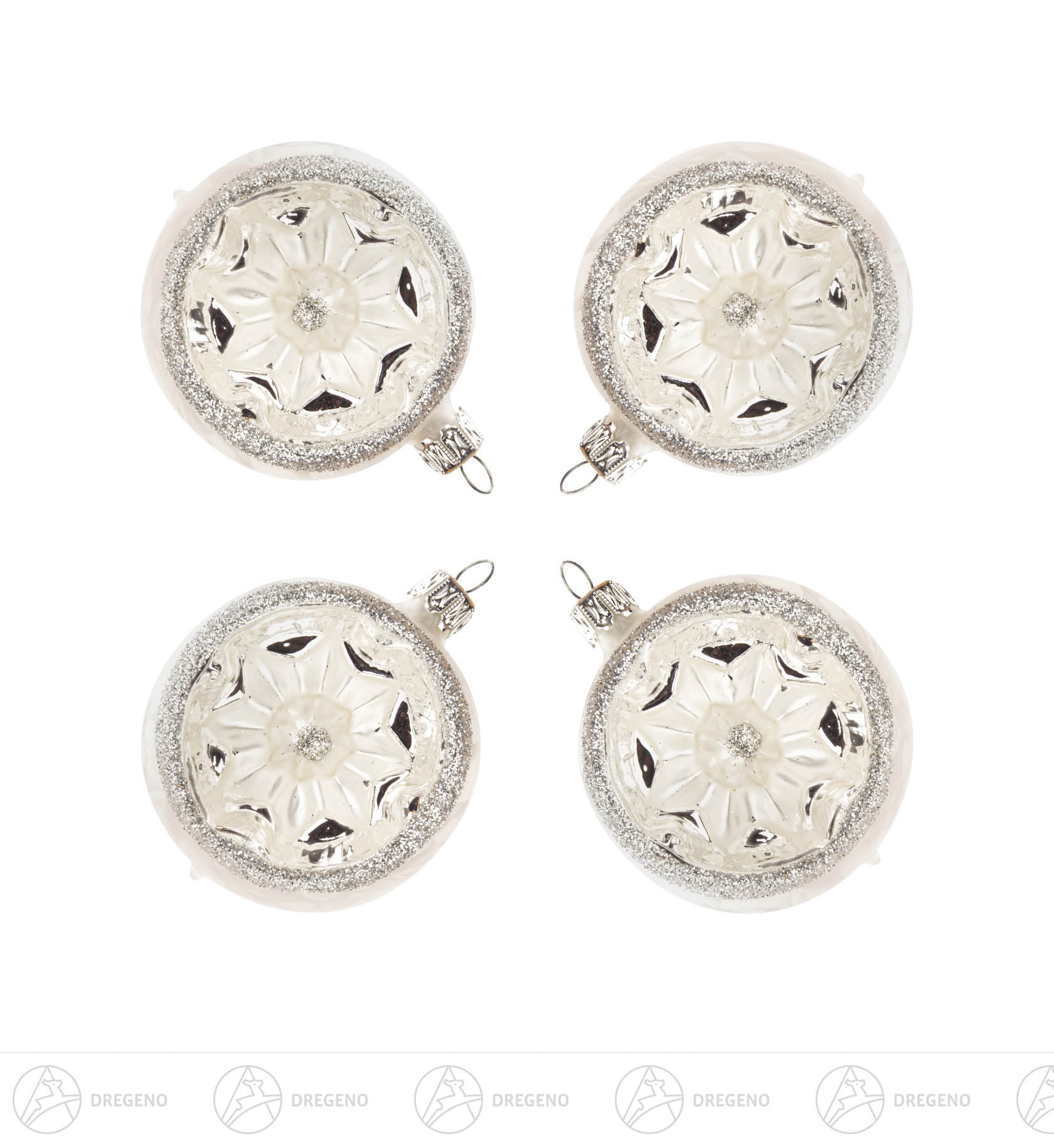 Thüringer Christbaumschmuck Reflexkugel 6cm eisweiß innen Glimmer(4)