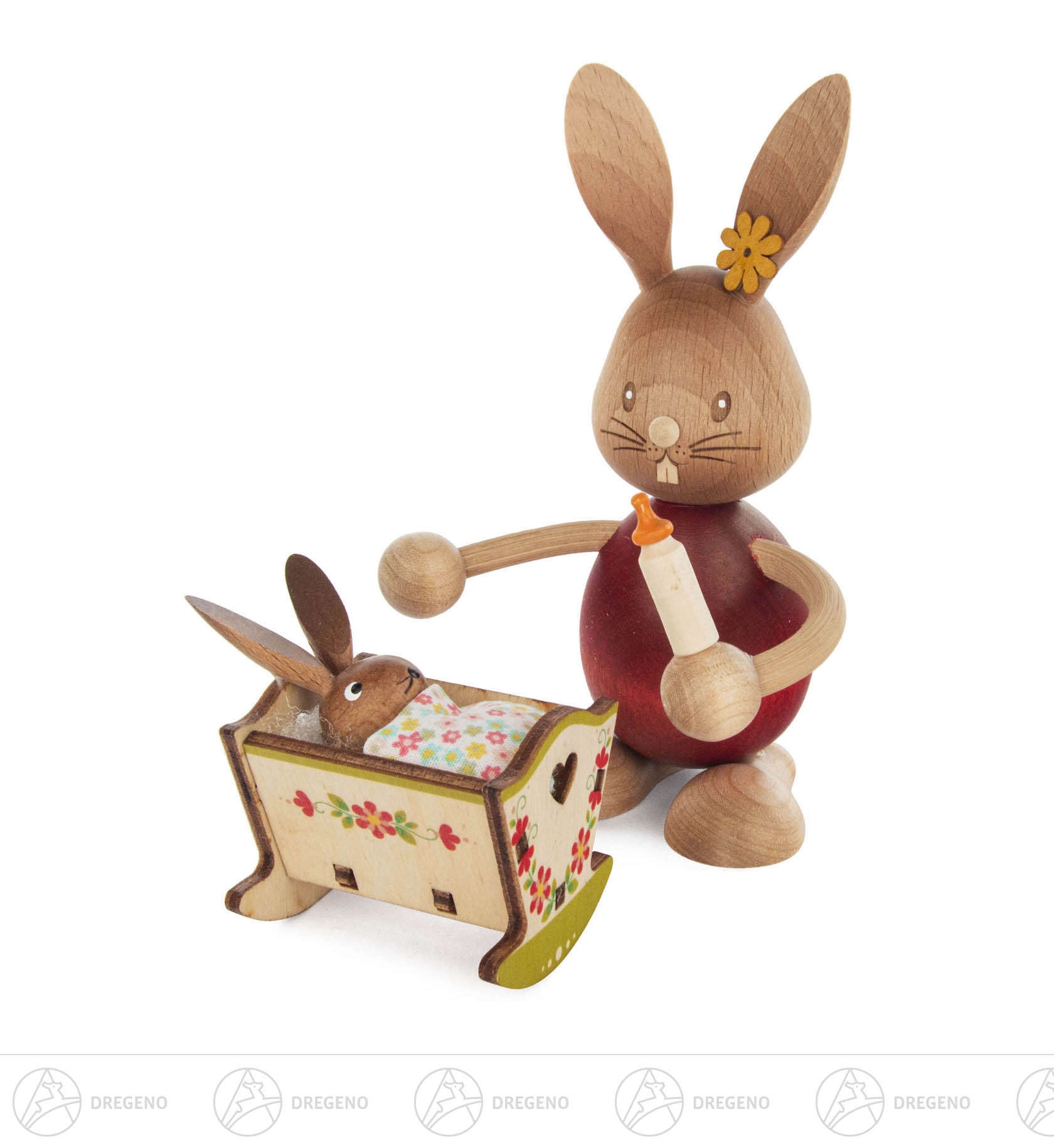 Hase Stupsi mit Wiege 12cm Hase Stupsi mit Wiege 12cm