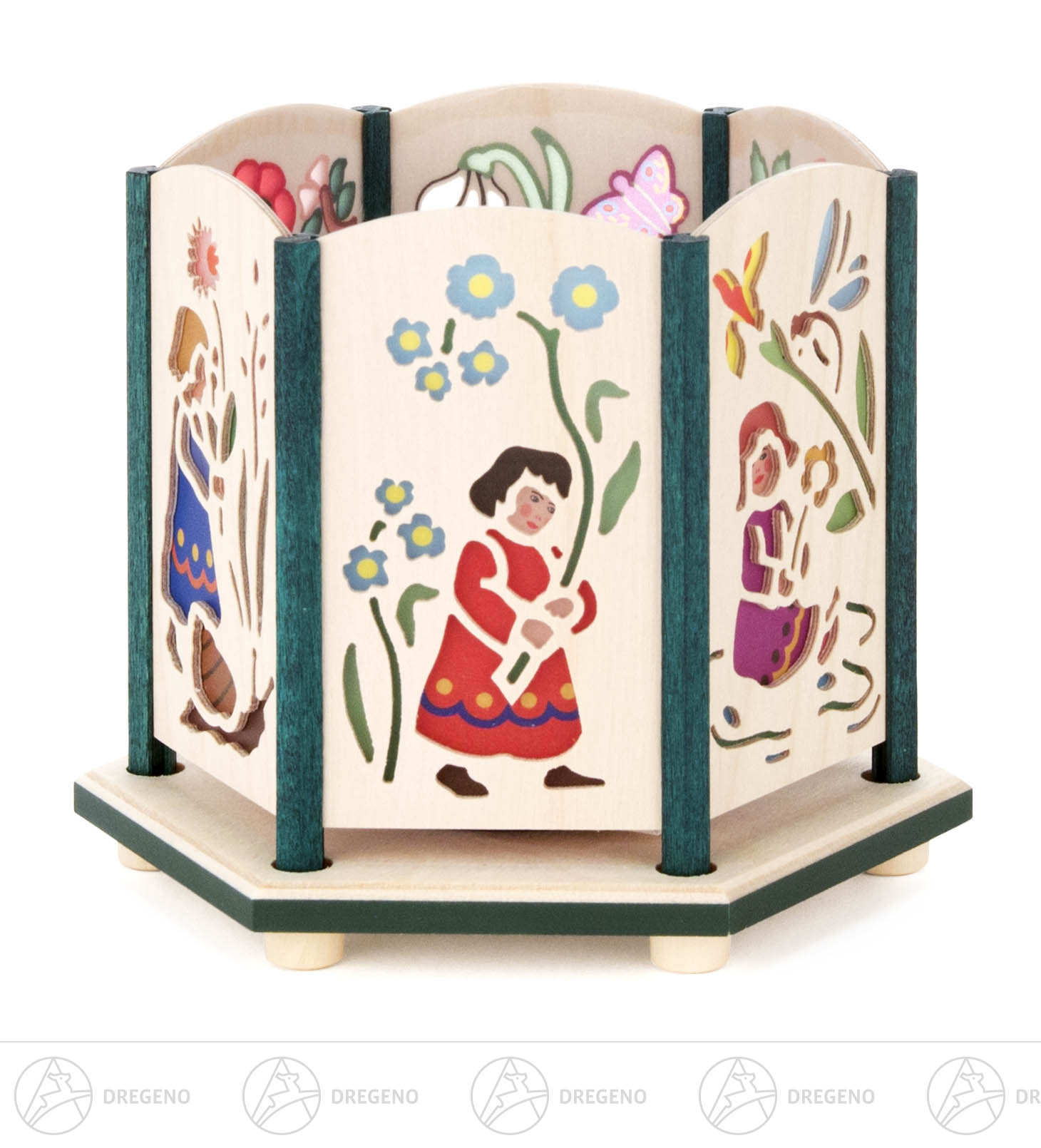 Teelichthalter mit Blumenkindermotiven 8cm