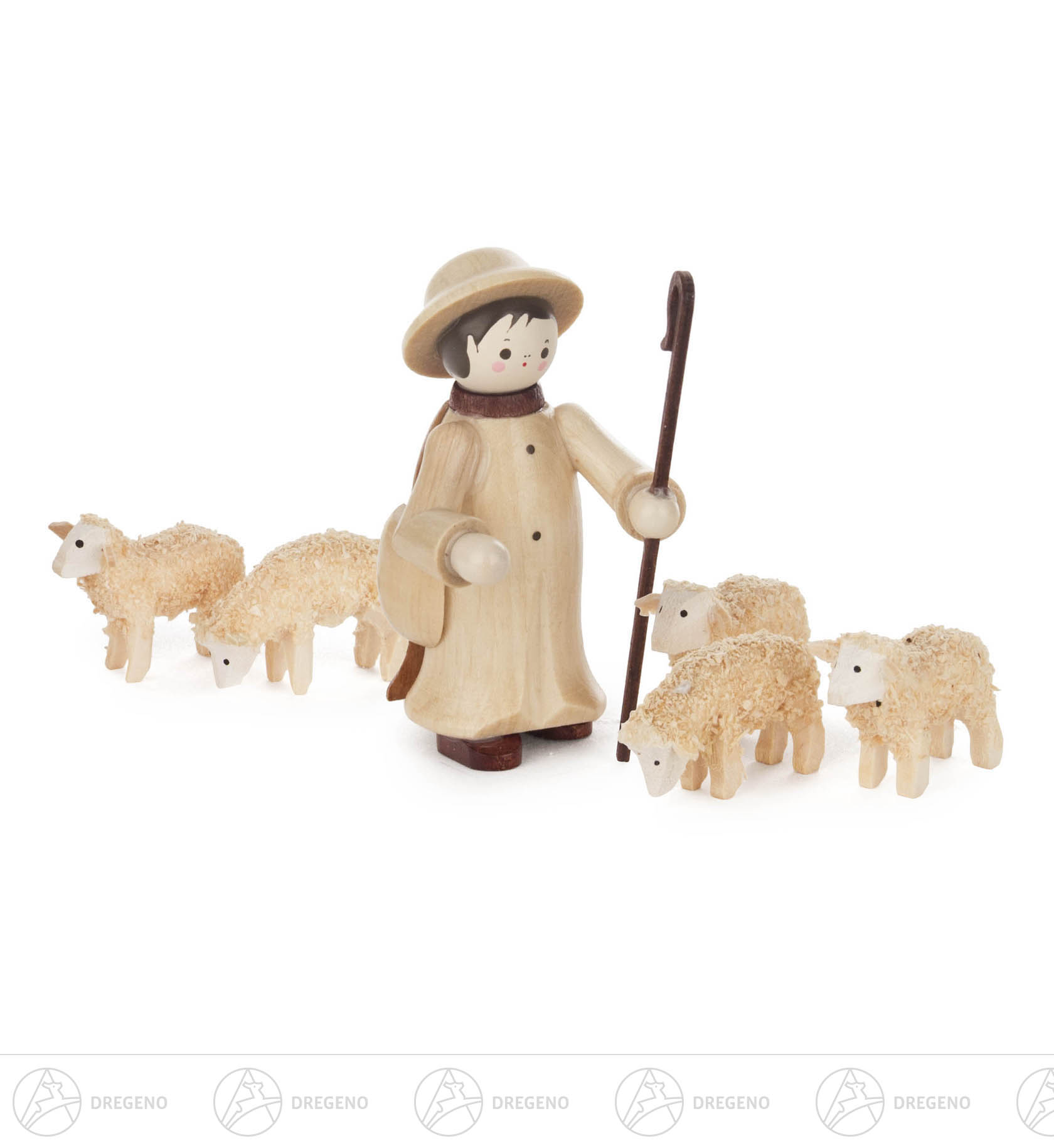 Hirte mit 5 Schafen (6) natur 6cm