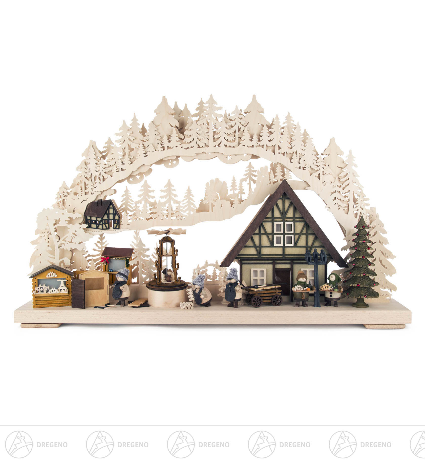 Schwibbogen Weihnachtsmarktbau groß, indirekt elektrisch beleuchtet 43x72cm Schwibbogen Weihnachtsmarktbau groß, indirekt elektrisch beleuchtet 43x72cm