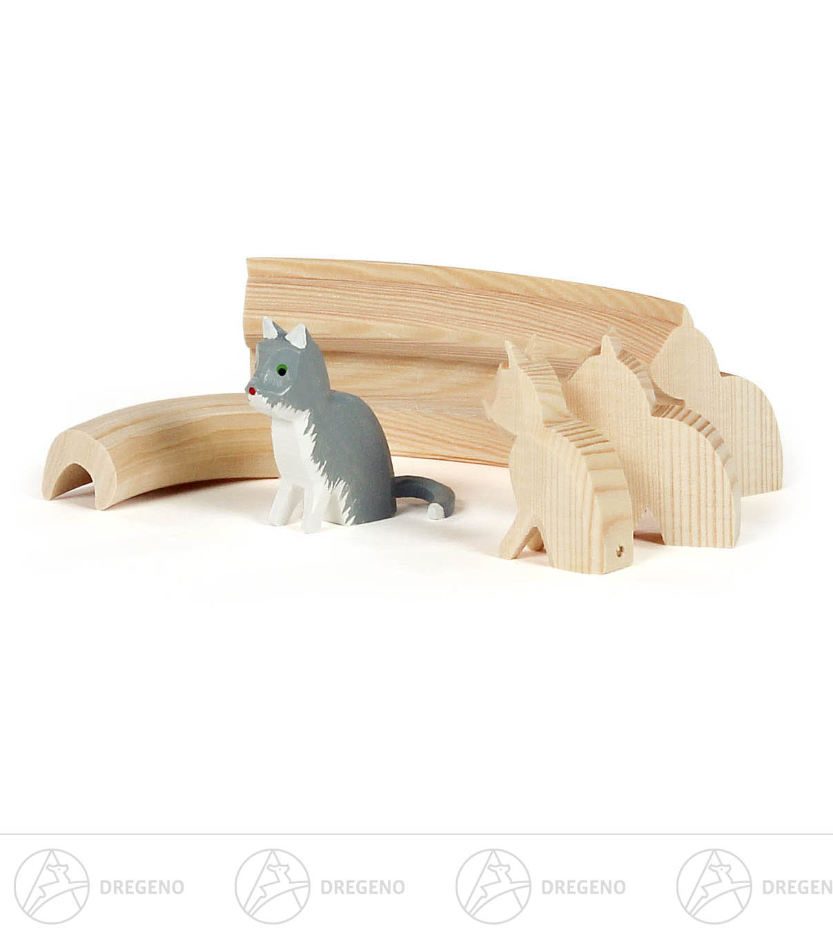 Schnitzrohling Reifentier Katze mit Werdegang 5-tlg. 4cm