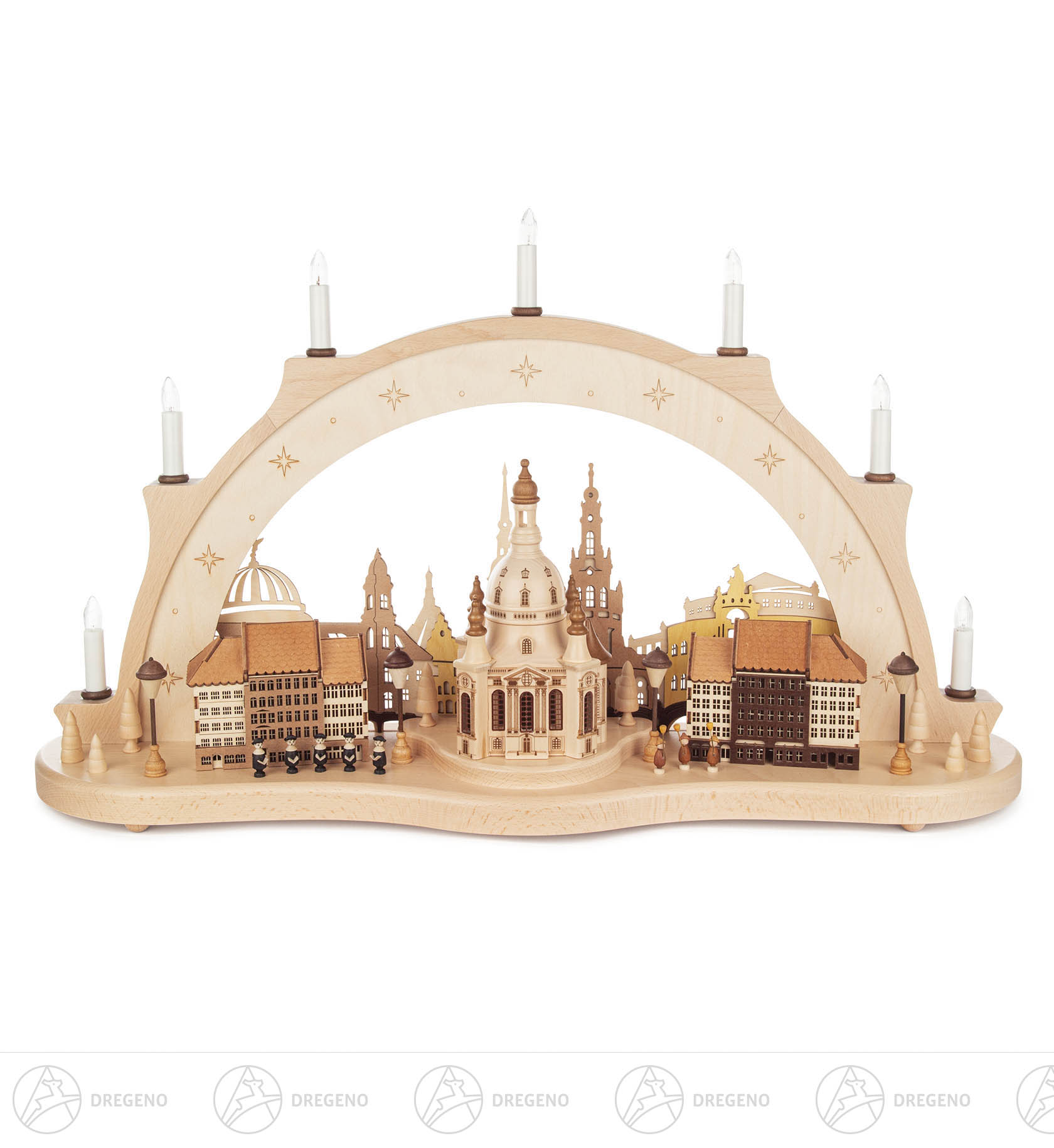 Schwibbogen Dresdner Frauenkirche mit elektr.Beleuchtung 40x 68cm