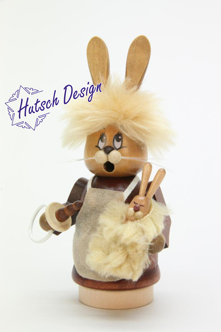 Räuchermann Miniwichtel Häsin mit Baby 16,0 cm