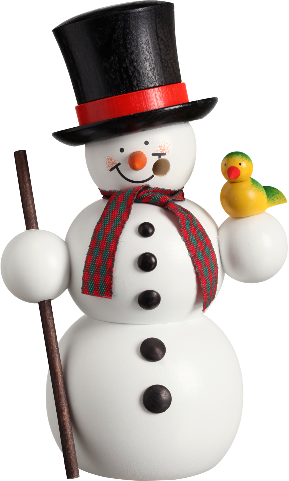 Schneemann mit Vogel 15cm