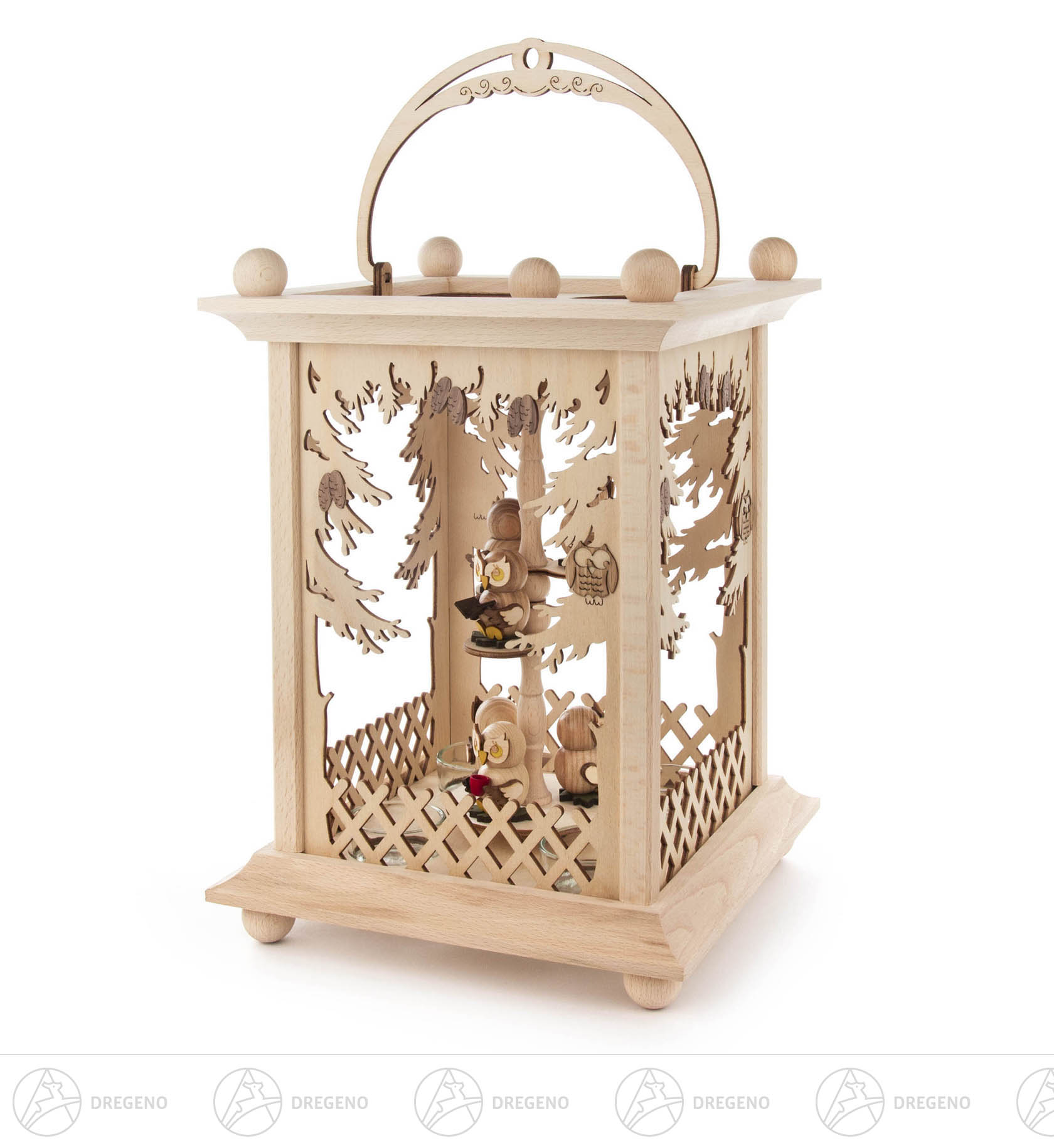 Pyramidenlaterne - Eulen für 4 Teelichte