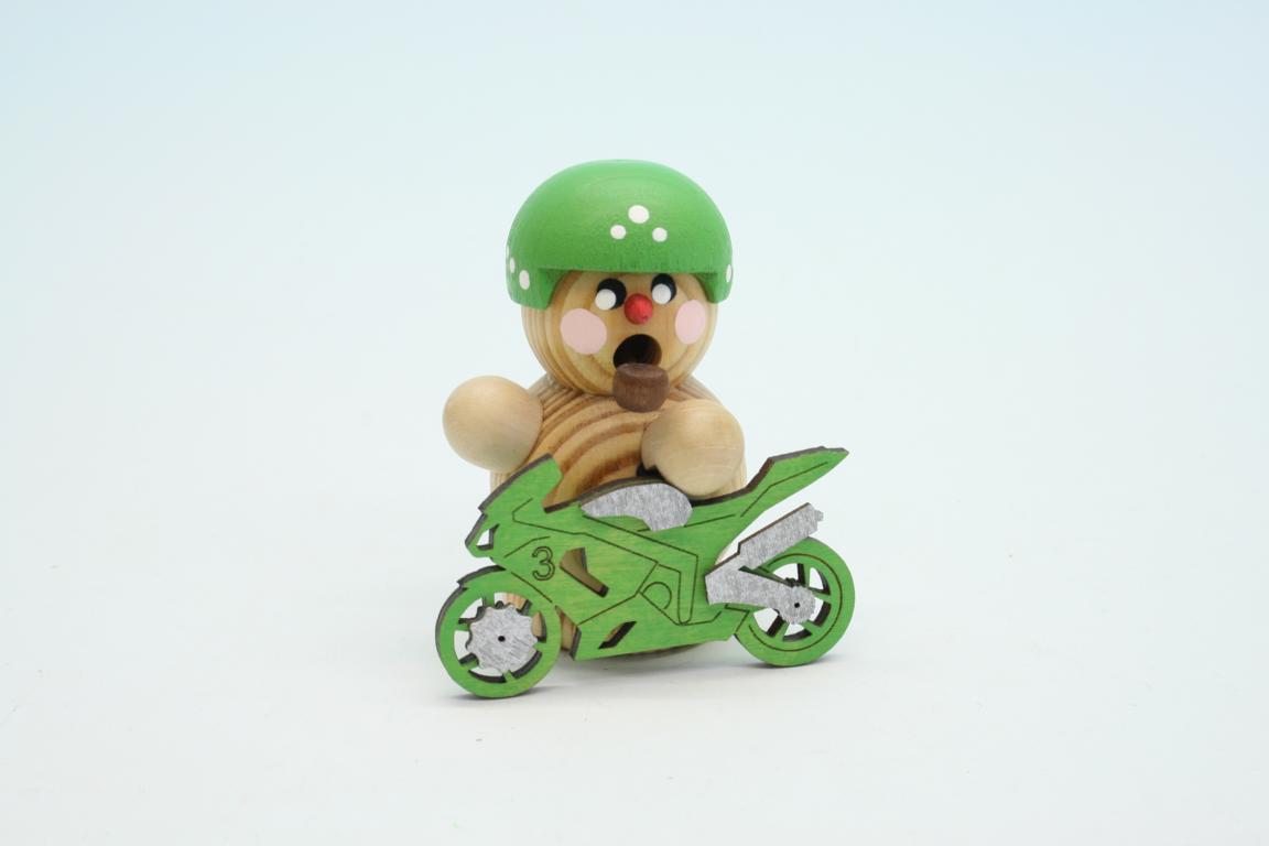 Biker natur mit grünem Motorrad 8cm Biker natur mit grünem Motorrad 8cm