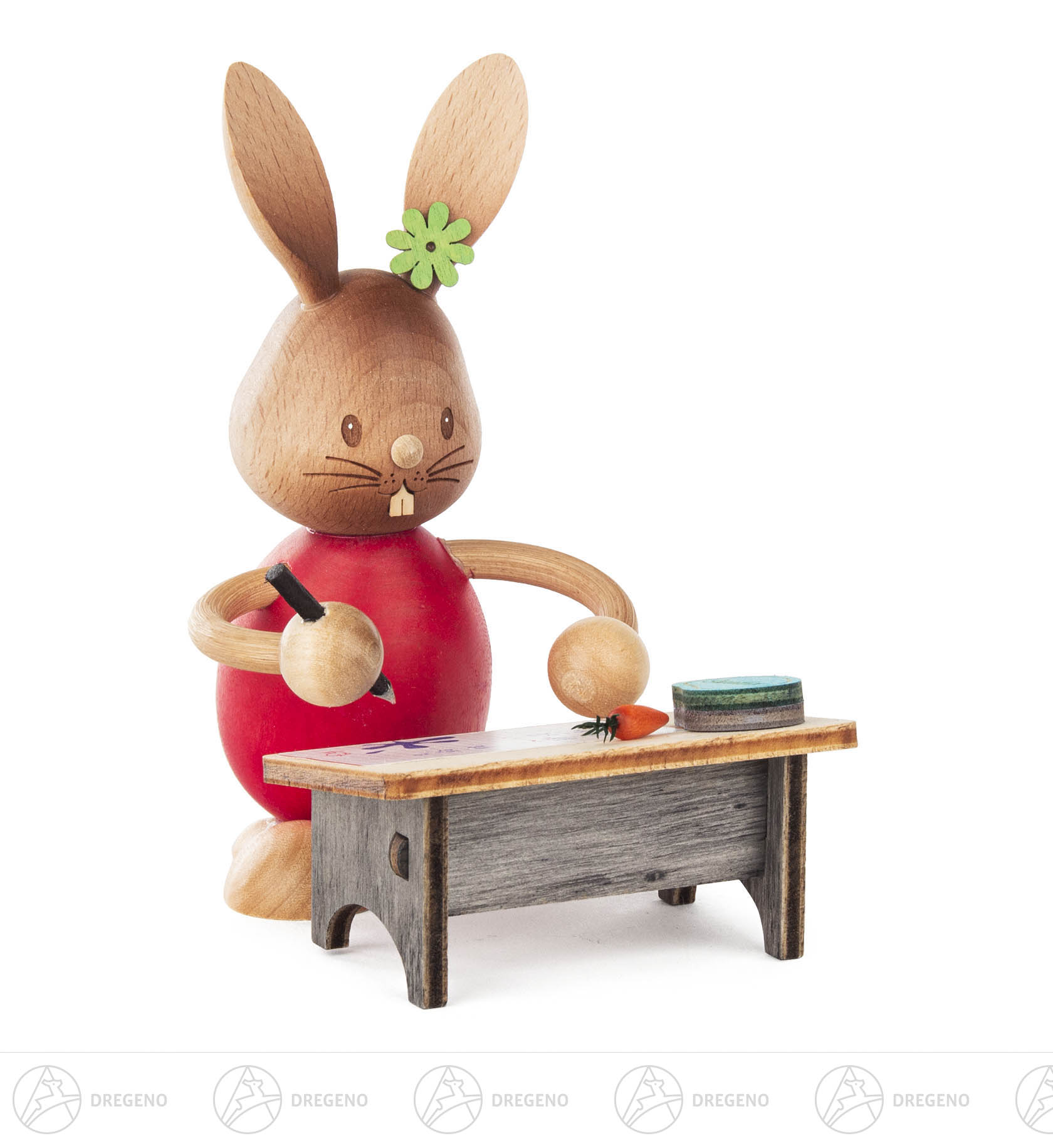 Hase Stupsi Schüler und Schulbank 12cm