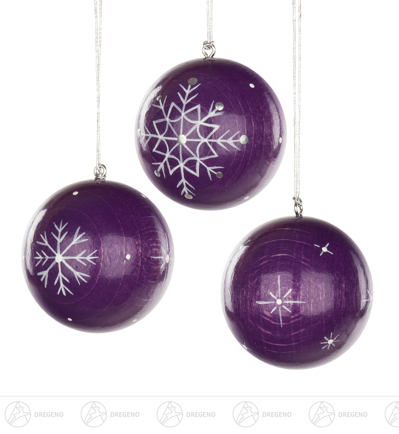 Weihnachtsbaumkugeln 4cm lila mit Kristallen