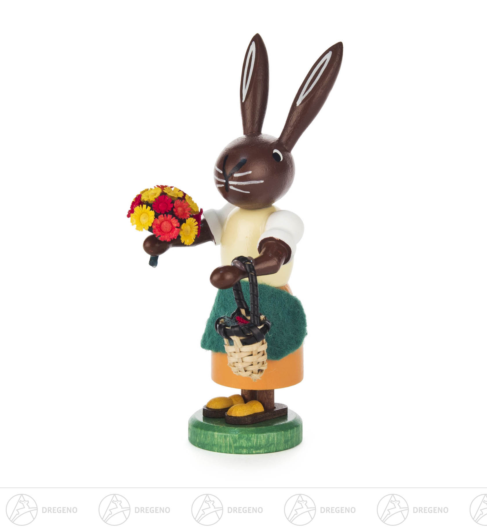 Häsin Gärtnerin mit Blumenstrauß 7cm Häsin Gärtnerin mit Blumenstrauß 7cm
