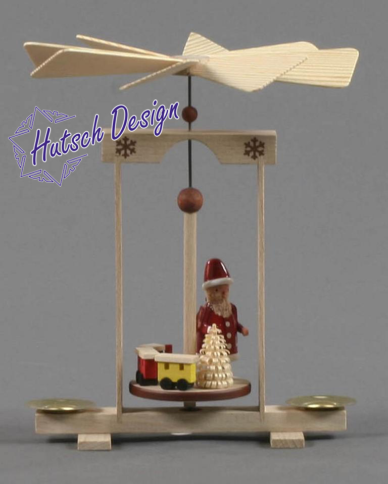 Mini-Pyramide mit Ruprecht und Eisenbahn, für Kerzen d10mm