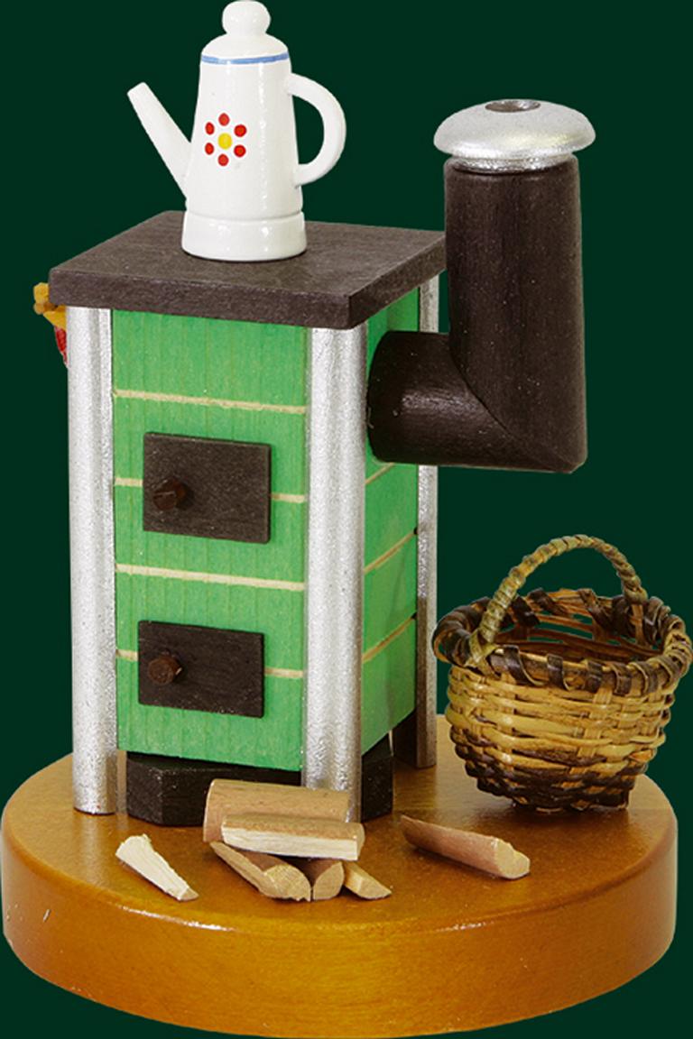 Herd mit Kanne für Räucherkerzen, grün  14 cm