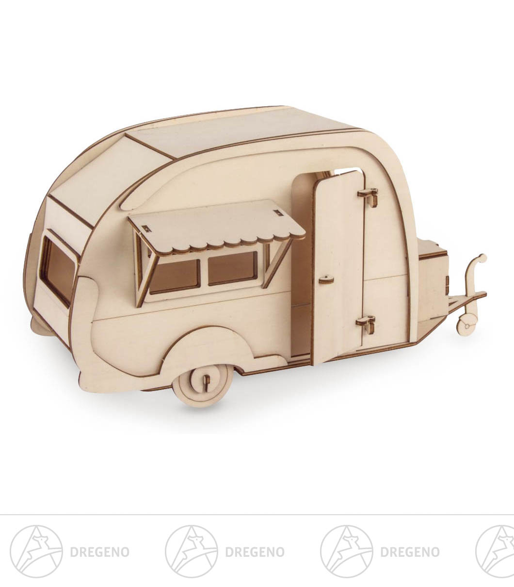 Holzbausatz 3D Wohnwagen 40-tlg 36x18x15cm natur