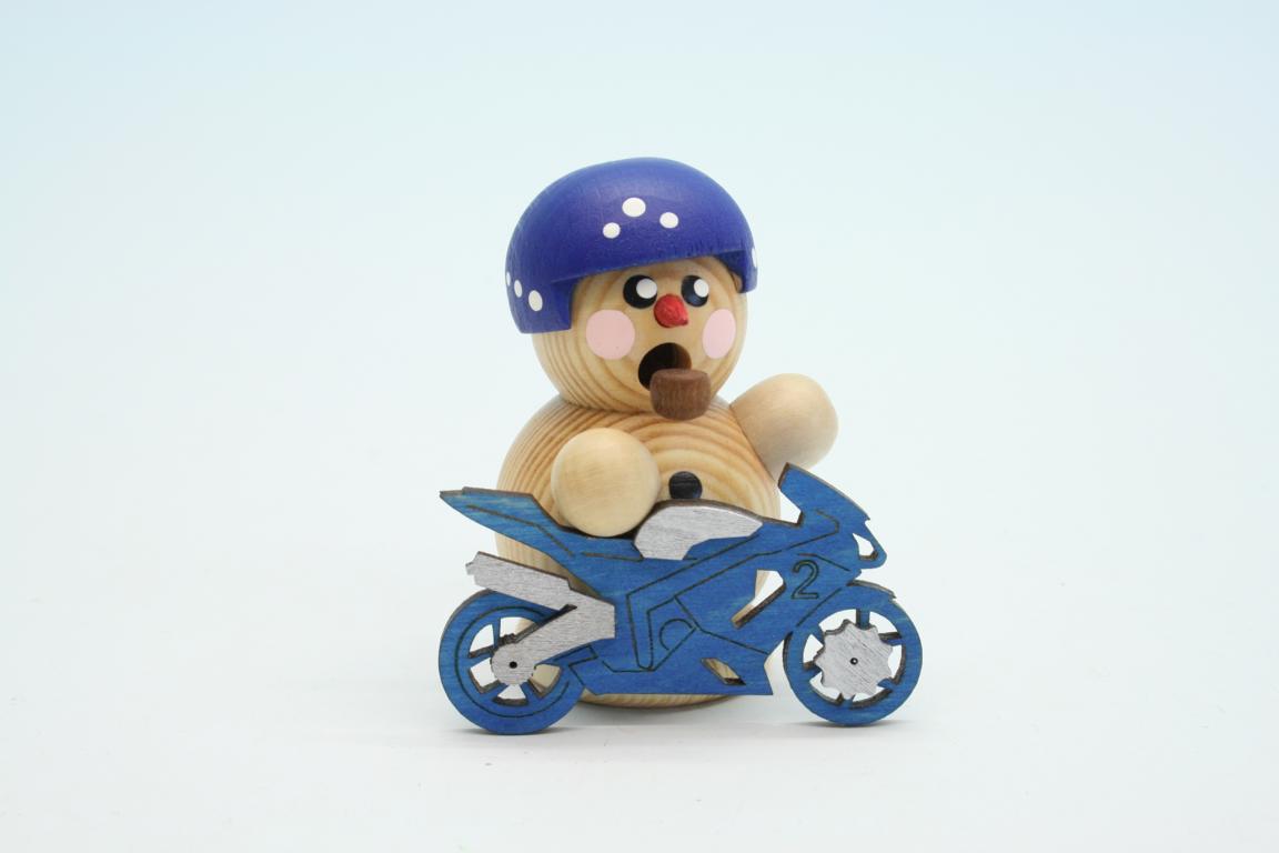 Biker natur mit blauem Motorrad 8cm Biker natur mit blauem Motorrad 8cm