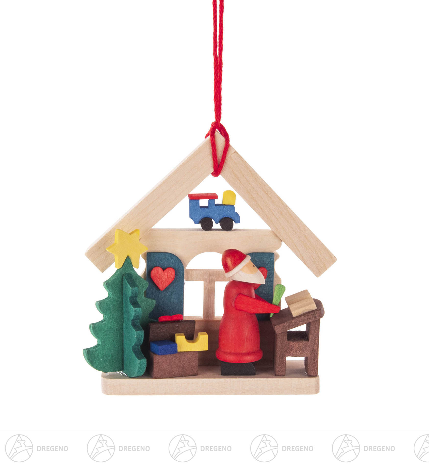 Behang Haus Weihnachtsmann mit Wunschzettel 7cm Behang Haus Weihnachtsmann mit Wunschzettel 7cm