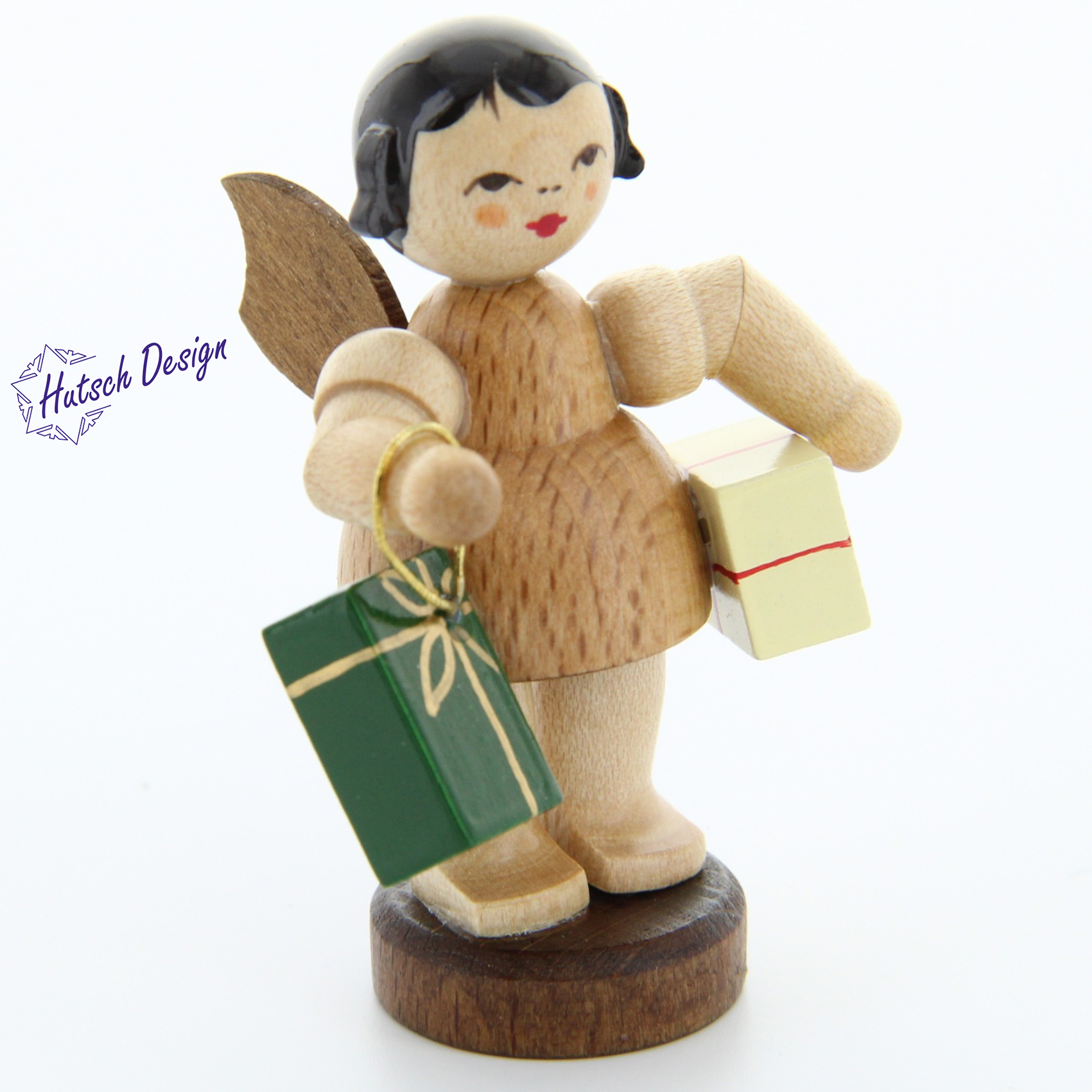 Engel stehend mit 2 Geschenken, natur Engel stehend mit 2 Geschenken, natur