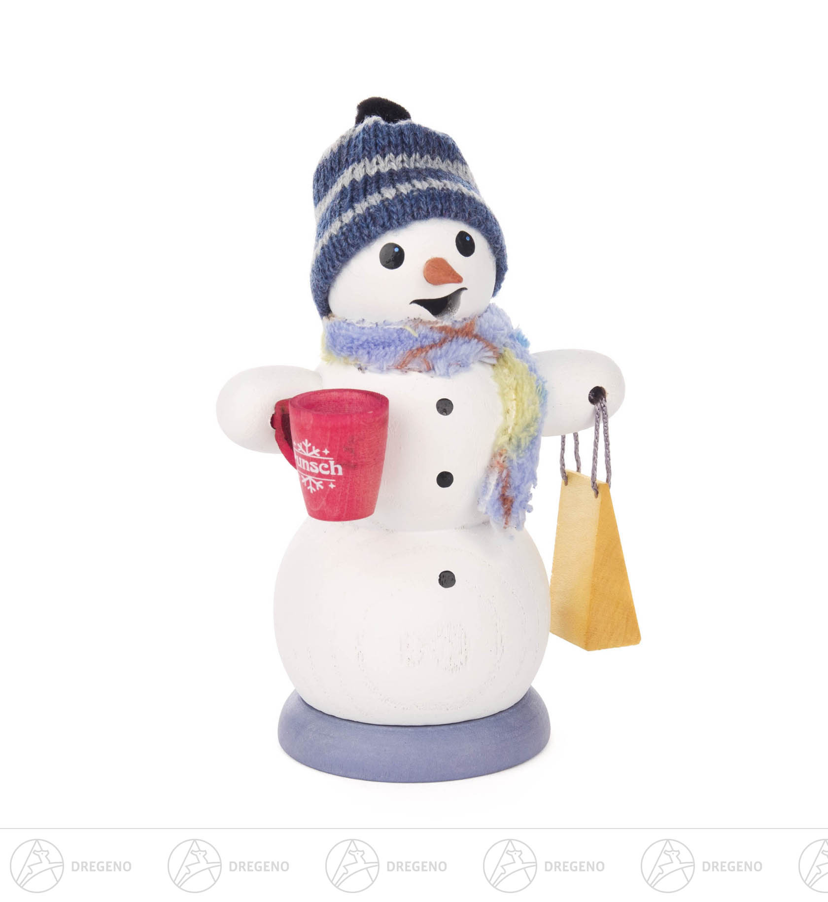 Räuchermann Schneemann mit Glühweintasse