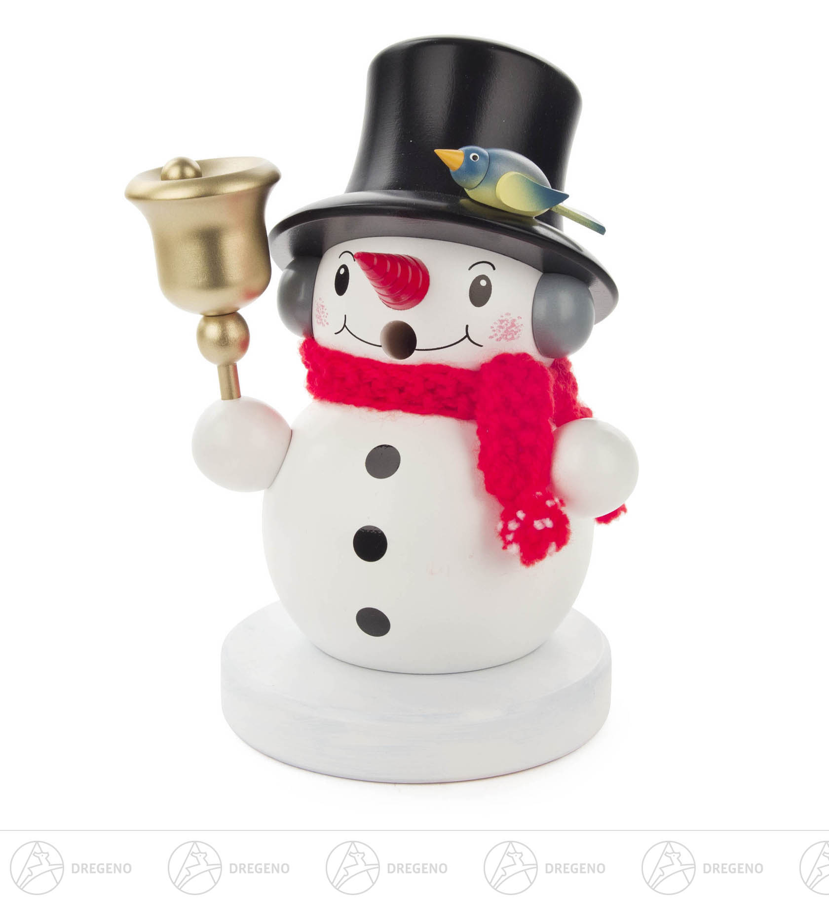 Räuchermann Schneemann mit Glocke
