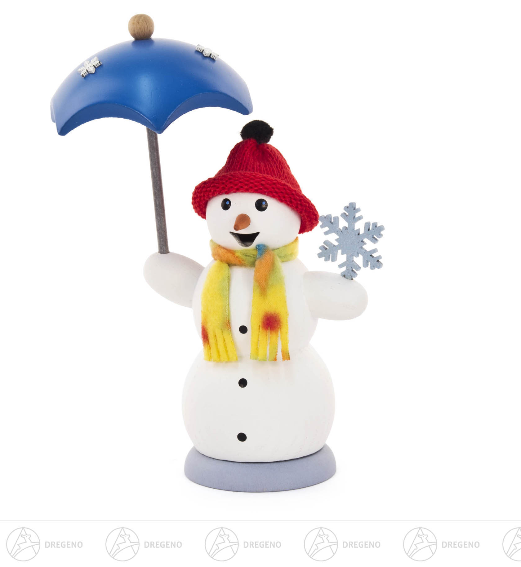 Räucherfrau Schneefrau mit Schirm