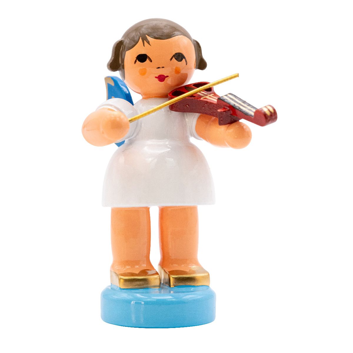 Engel stehend mit E-Geige, blaue Flügel 6cm Engel stehend mit E-Geige, blaue Flügel 6cm