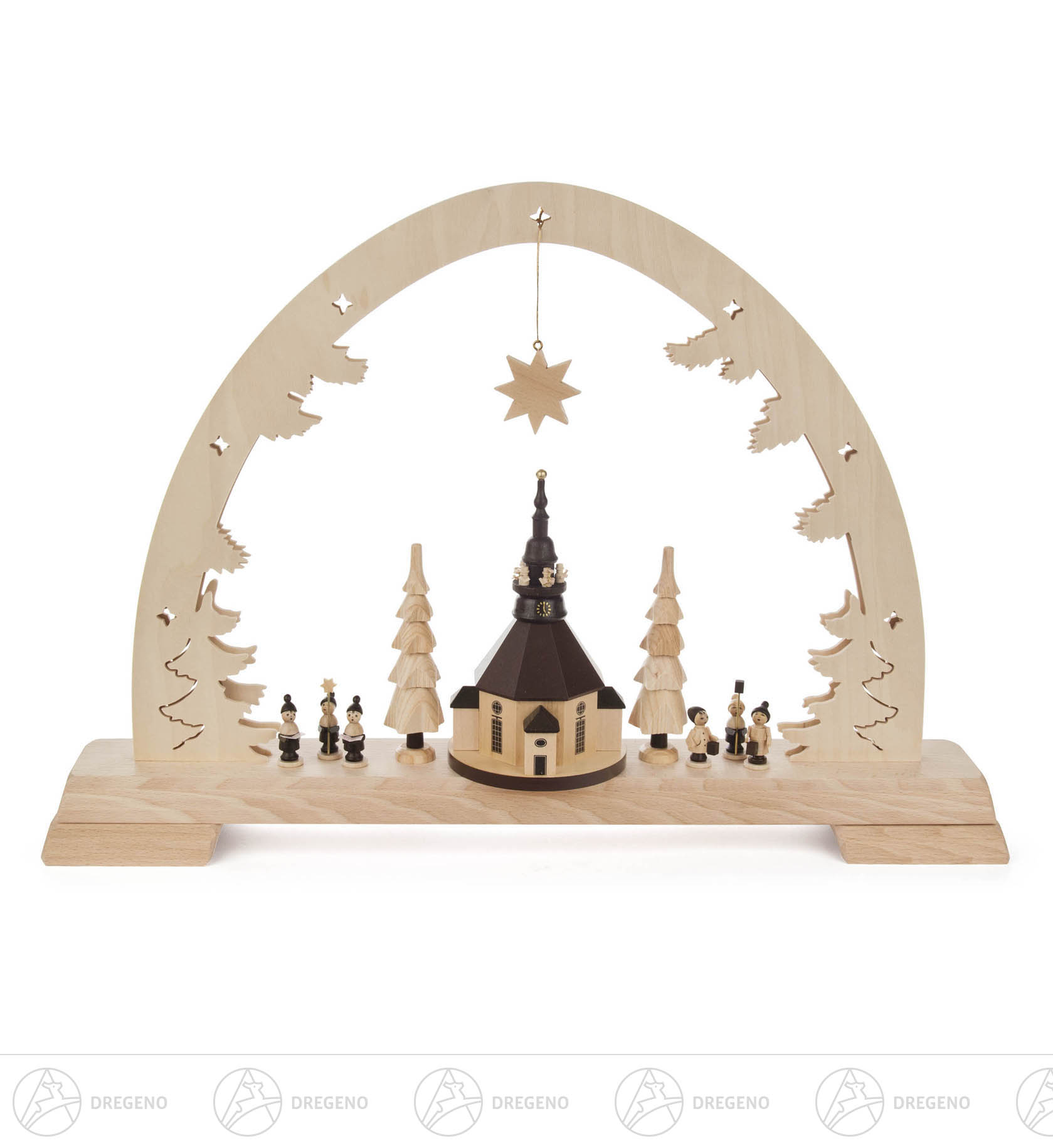 Schwibbogen mit Seiffener Kirche mit LED Beleuchtung -exclusiv- Netzspannung: 100-240V 34x48cm Schwibbogen mit Seiffener Kirche mit LED Beleuchtung -exclusiv- Netzspannung: 100-240V 34x48cm