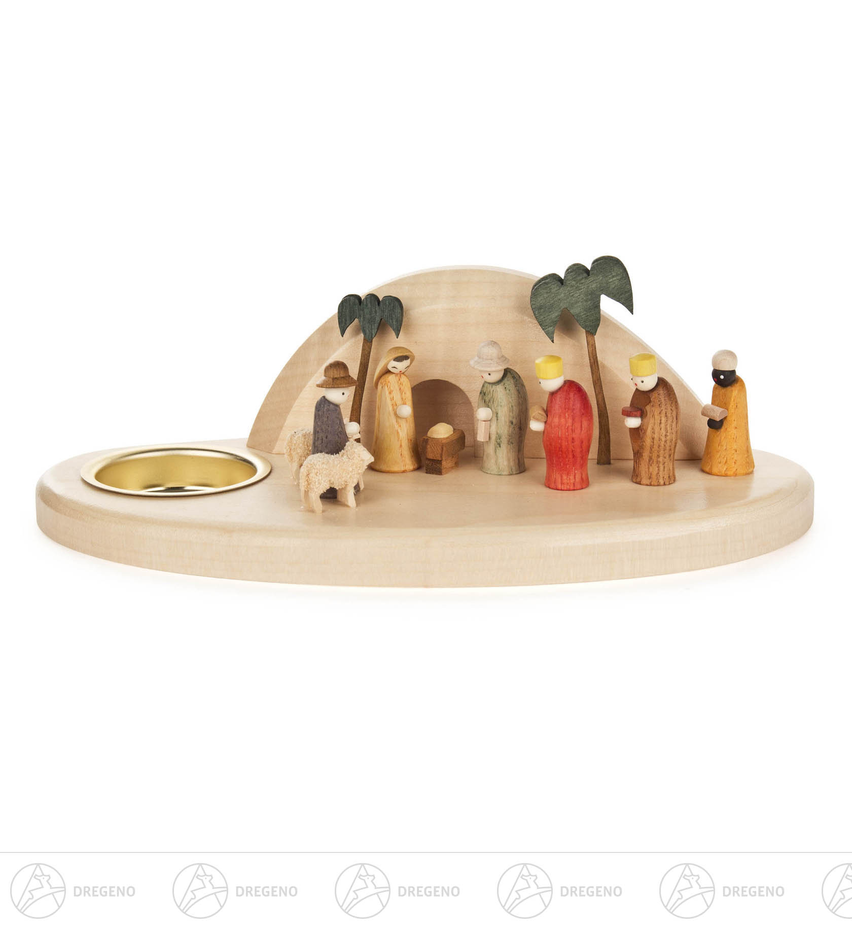 Miniatur Krippe Weihnachtsabend mit Teelichthalter