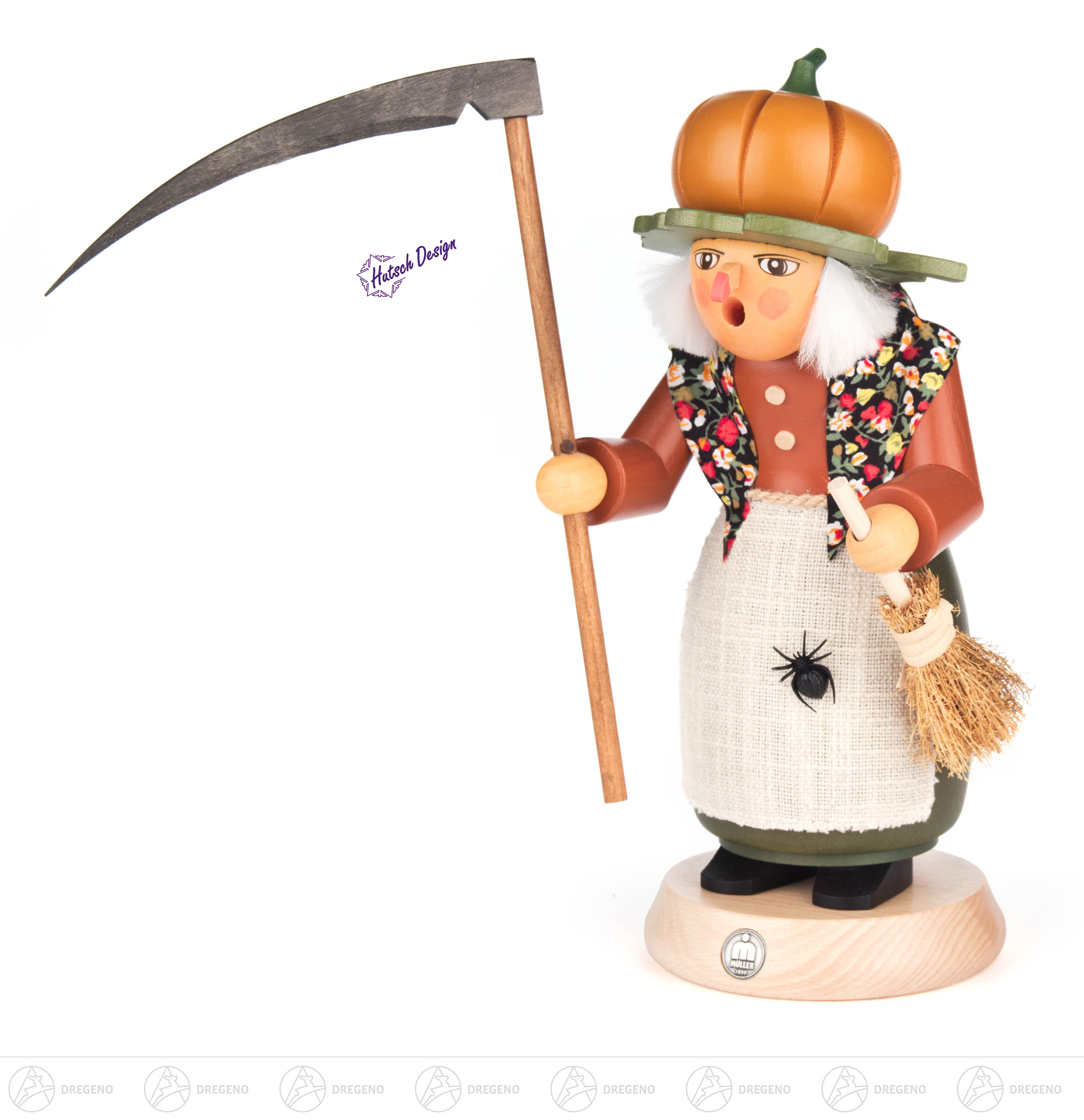 Räucherfrau Halloween-Hexe mit Kürbis