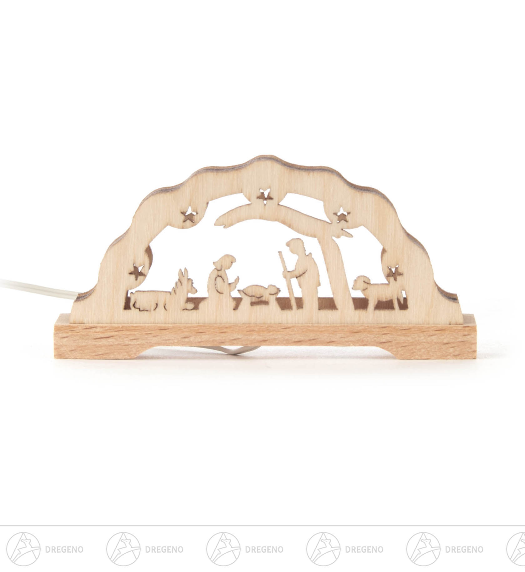 Mini-Schwibbogen 7x3cm mit Christi Geburt und LED Beleuchtung 12V