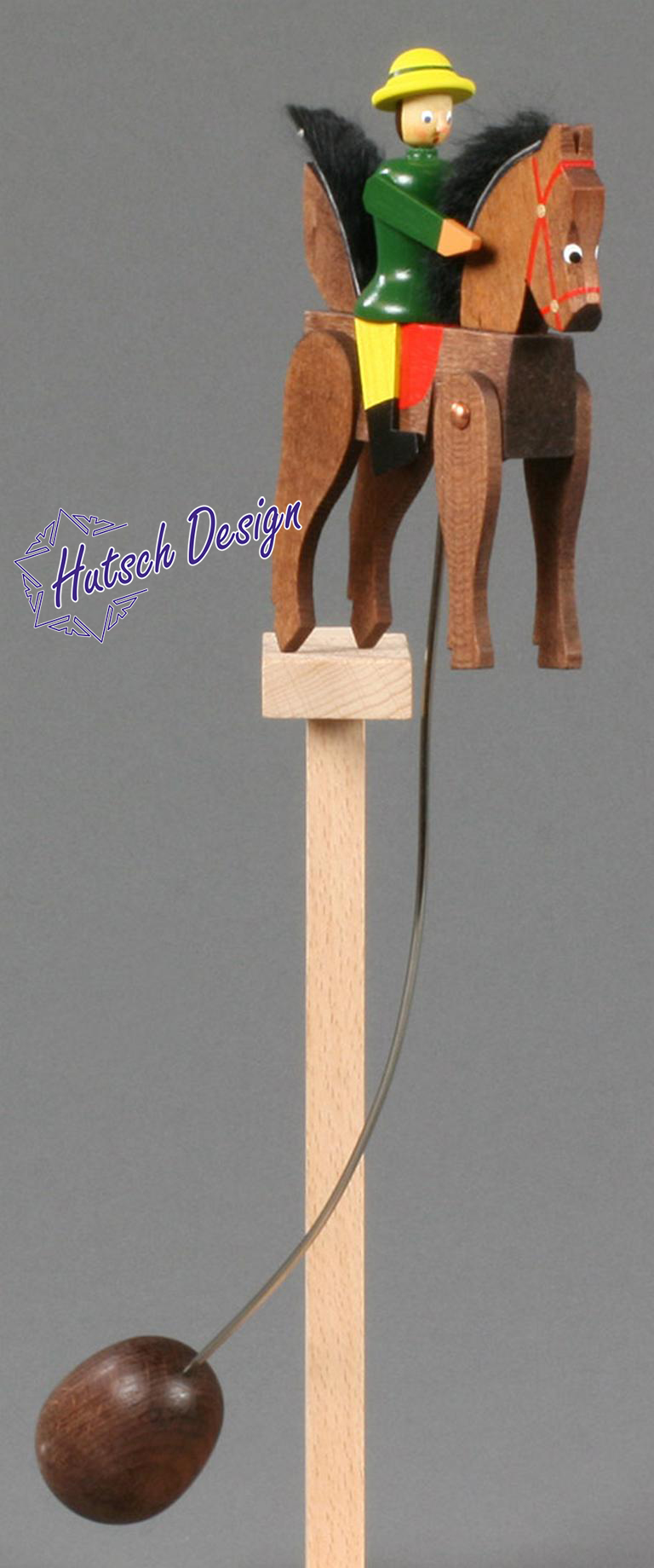 Schaukelfigur Reiter groß braunes Pferd, grüner Reiter 29cm Schaukelfigur Reiter groß braunes Pferd, grüner Reiter 29cm