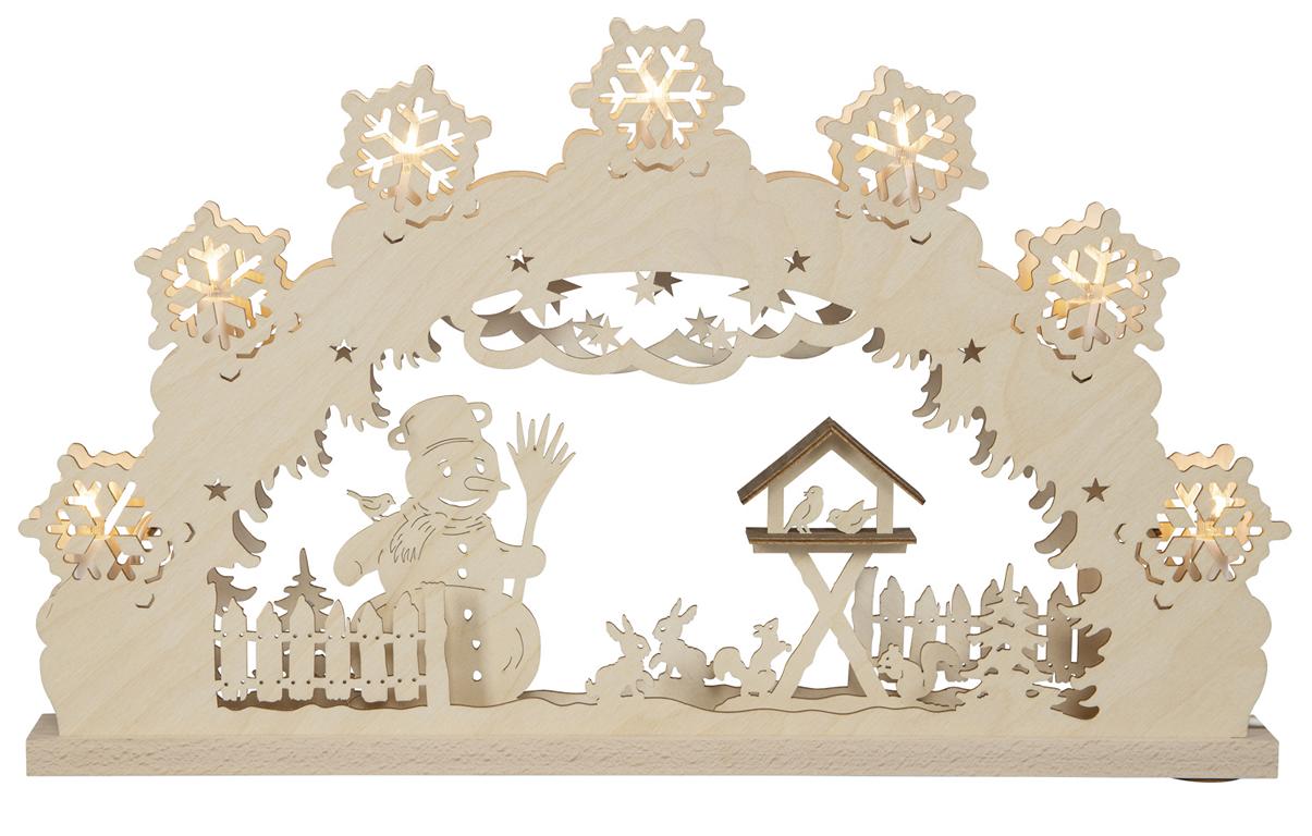 LED Lichterbogen 7 flg. Schneemann  52,0 x 32,0 x 4,5 cm