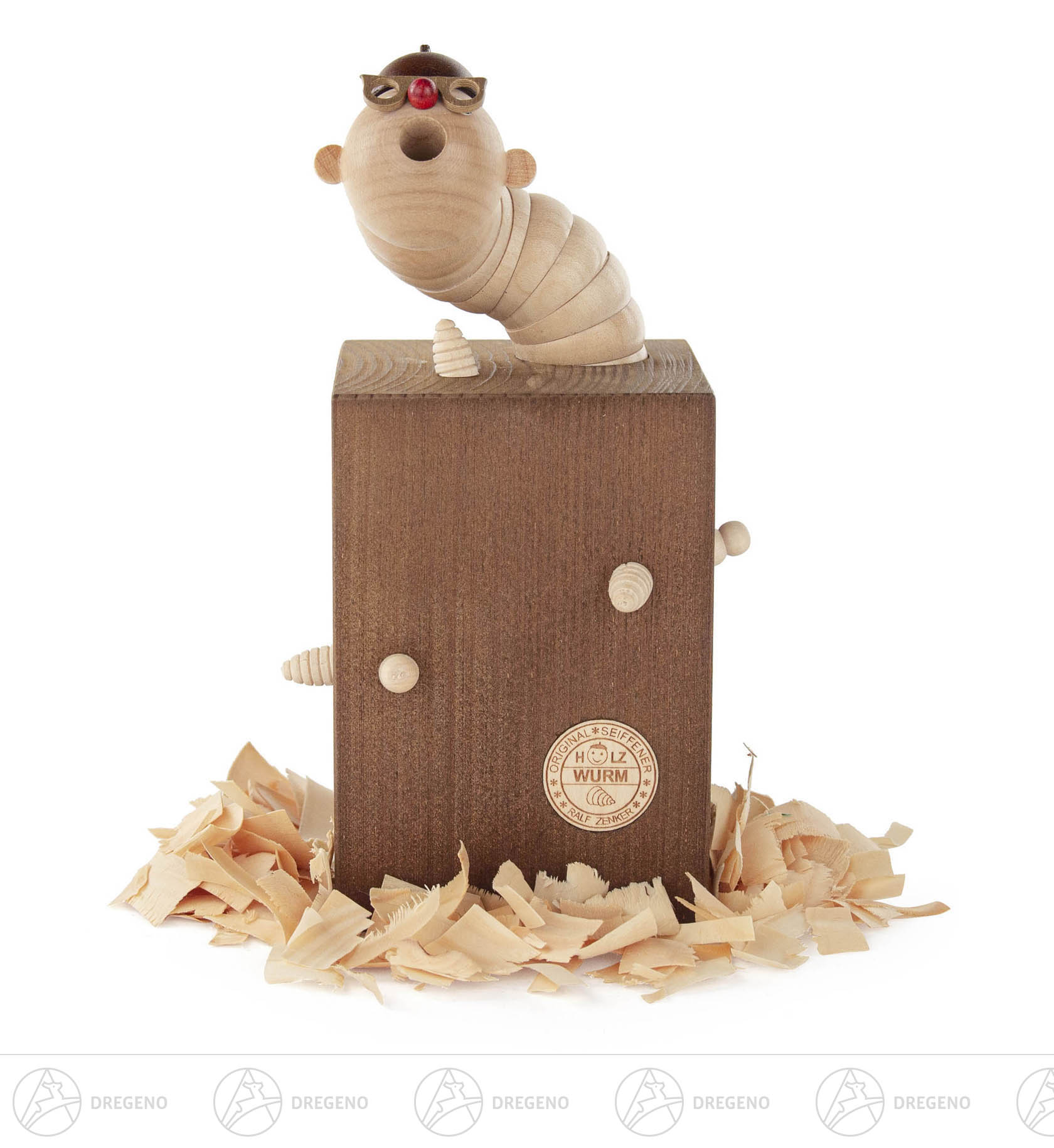 Räucherfigur Seiffener Holzwurm 19,5cm