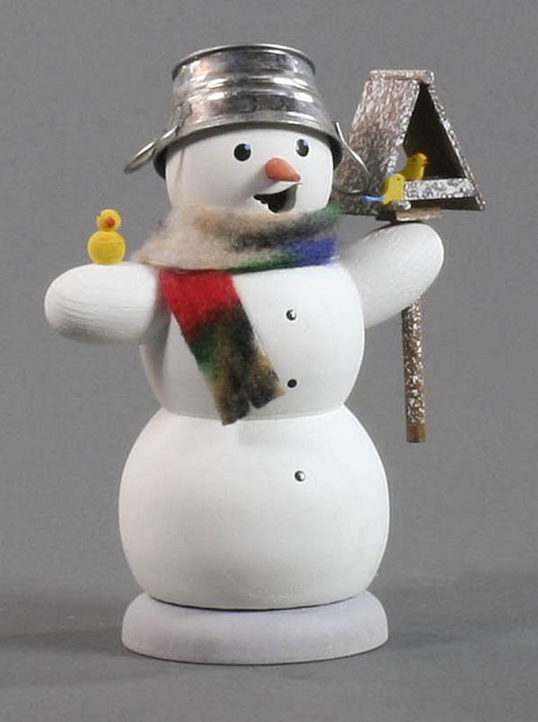 Räuchermann Schneemann mit Vogelhaus