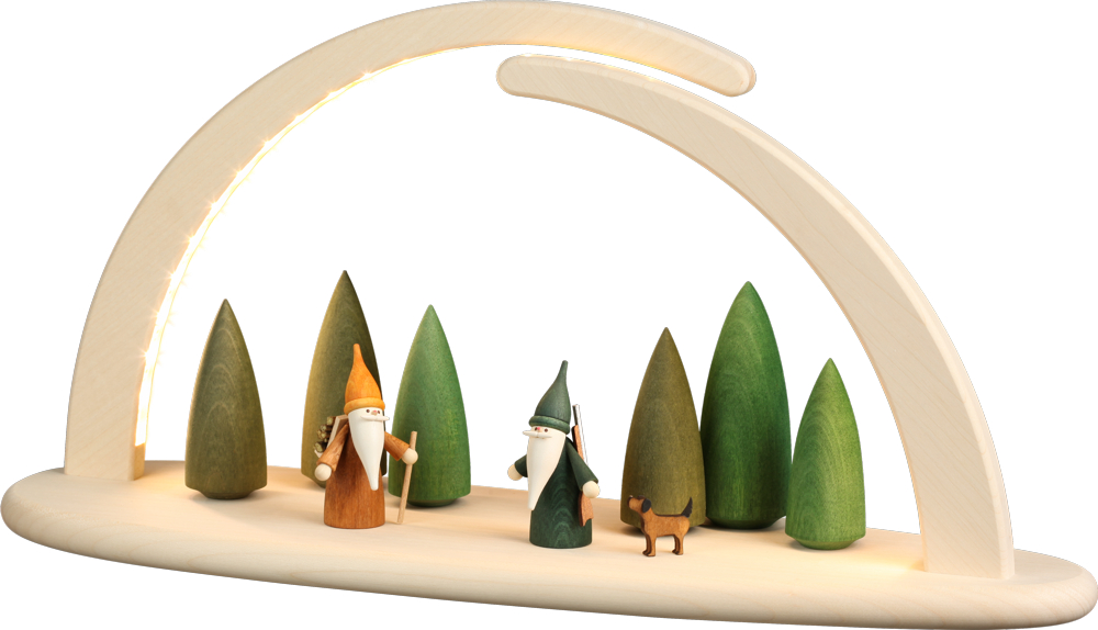 Bogen groß natur LED beleuchtet Motiv Waldszene 21 x42 x13cm Bogen groß natur LED beleuchtet Motiv Waldszene 21 x42 x13cm