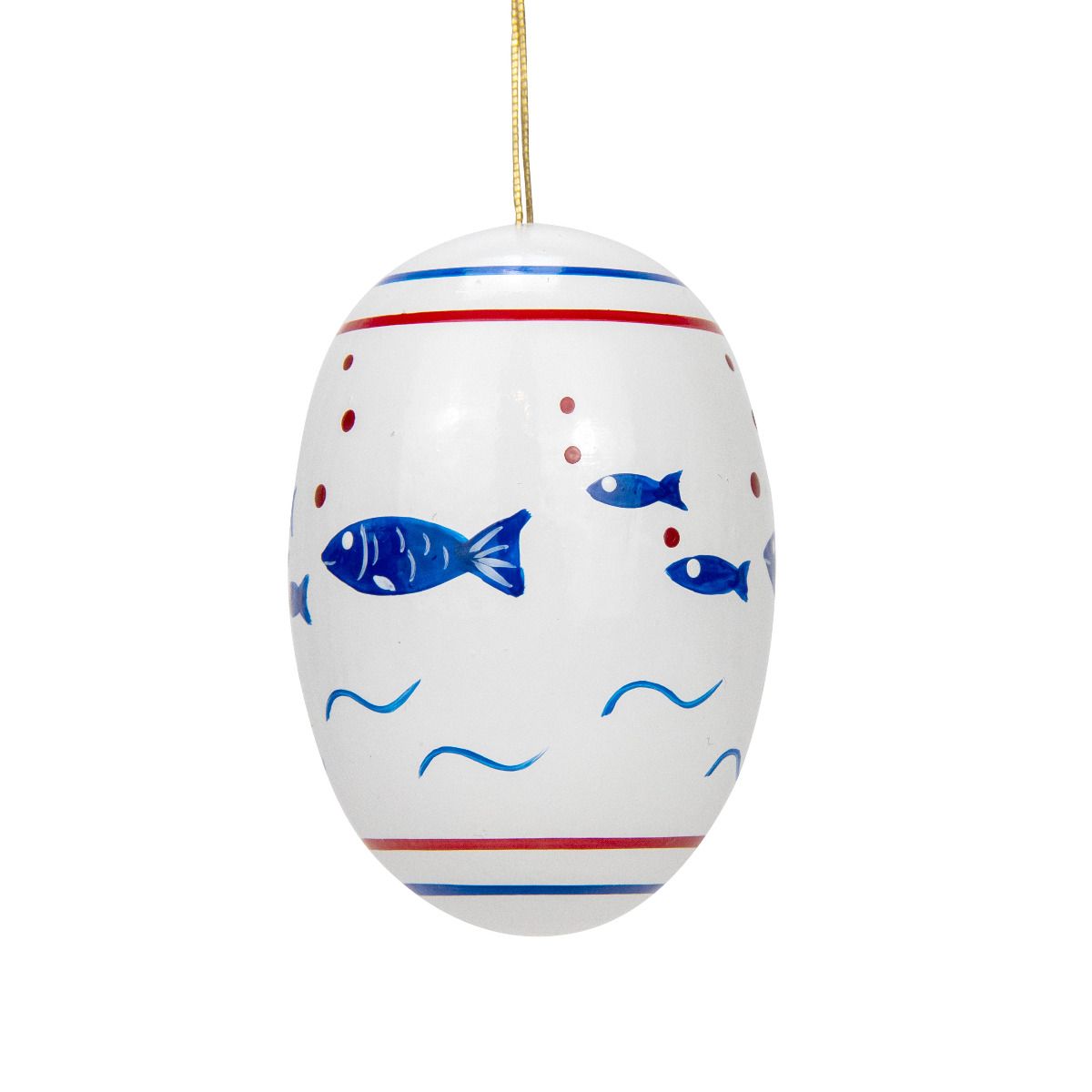 Osterei weiß mit Fischen, handbemalt Osterei weiß mit Fischen, handbemalt
