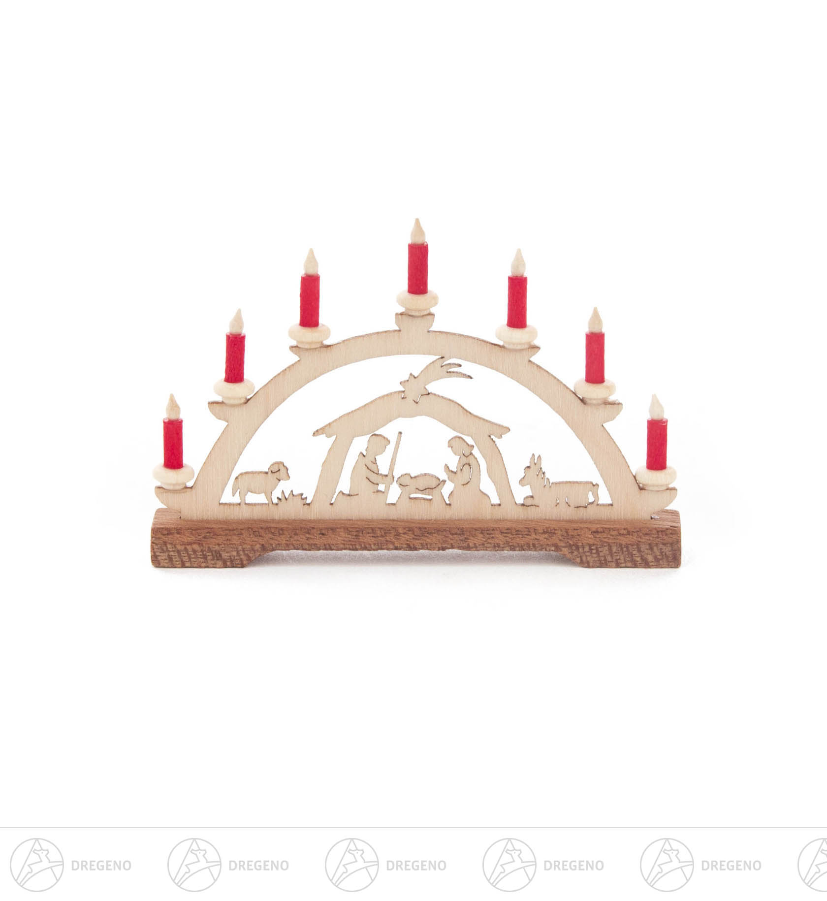 Mini Schwibbogen Krippe Christi Geburt rote Kerzen 4x 7cm