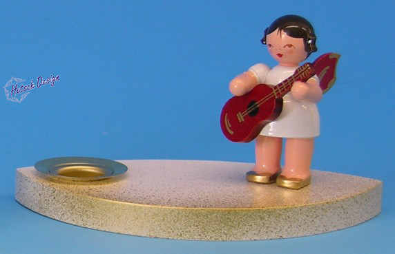 Kerzenhalter weiß/gold Engel mit Gitarre, Flügel rot Kerzenhalter weiß/gold Engel mit Gitarre, Flügel rot