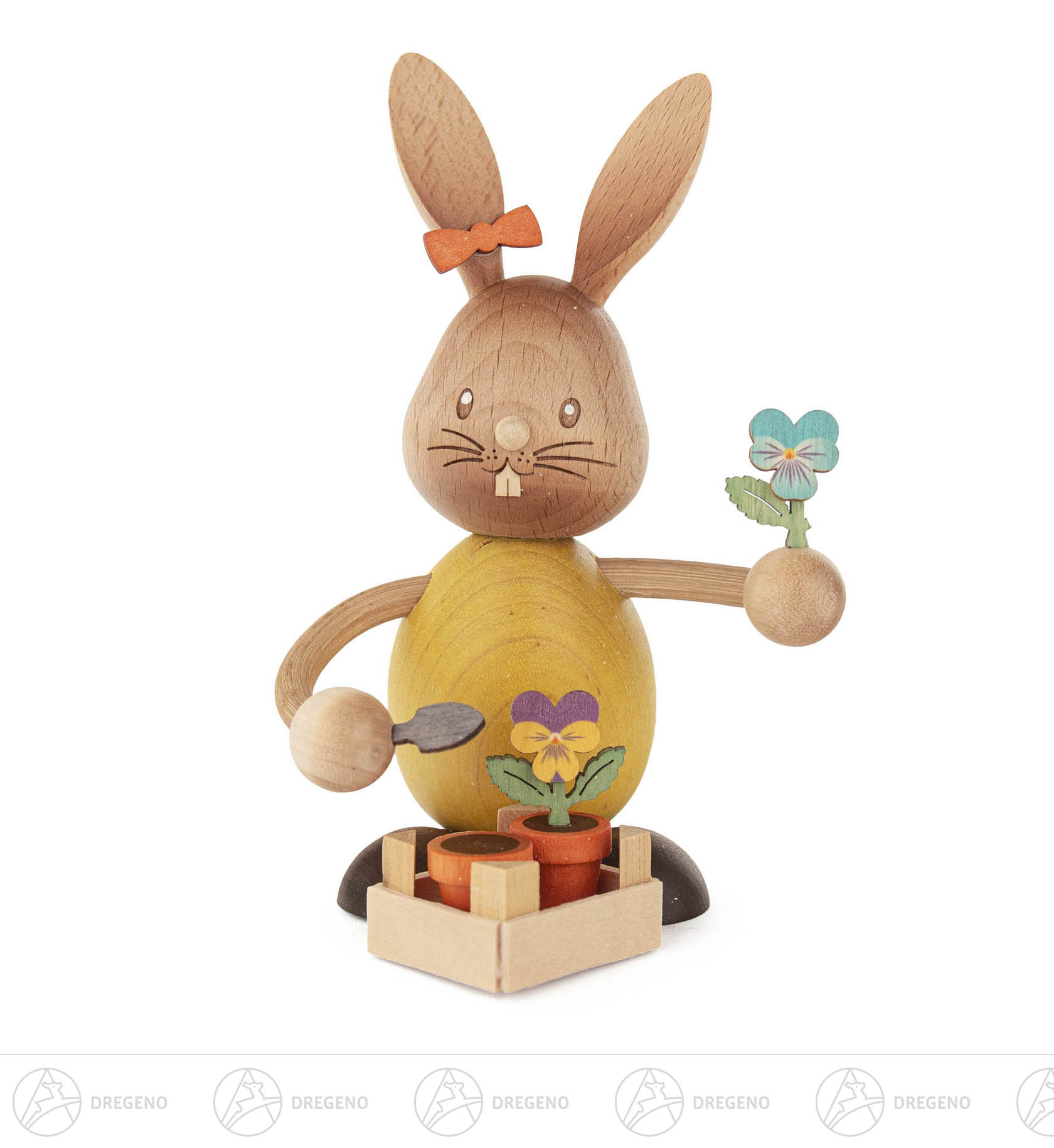Hase Stupsi mit Stiefmütterchen 13x9cm Hase Stupsi mit Stiefmütterchen 13x9cm