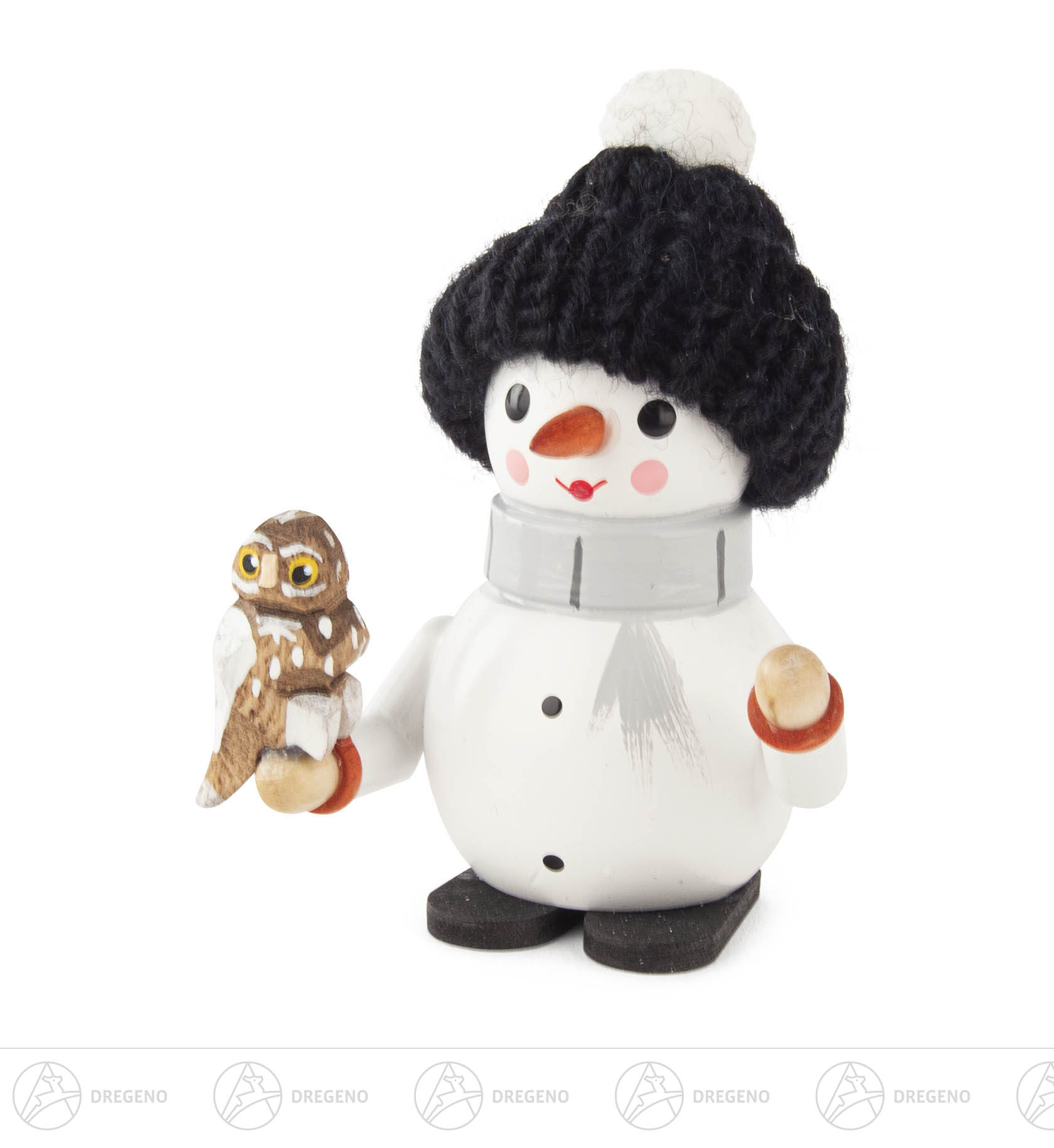 Schneemann Hugo mit Eule 8cm Schneemann Hugo mit Eule 8cm