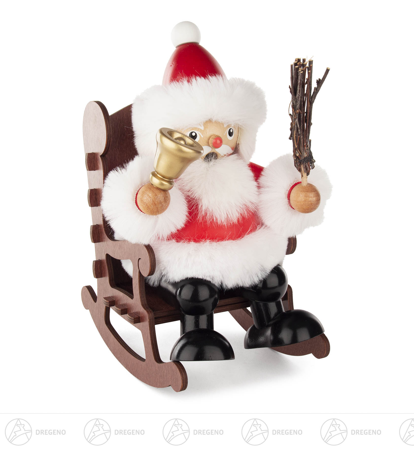 Räuchermann Weihnachtsmann im Schaukelstuhl