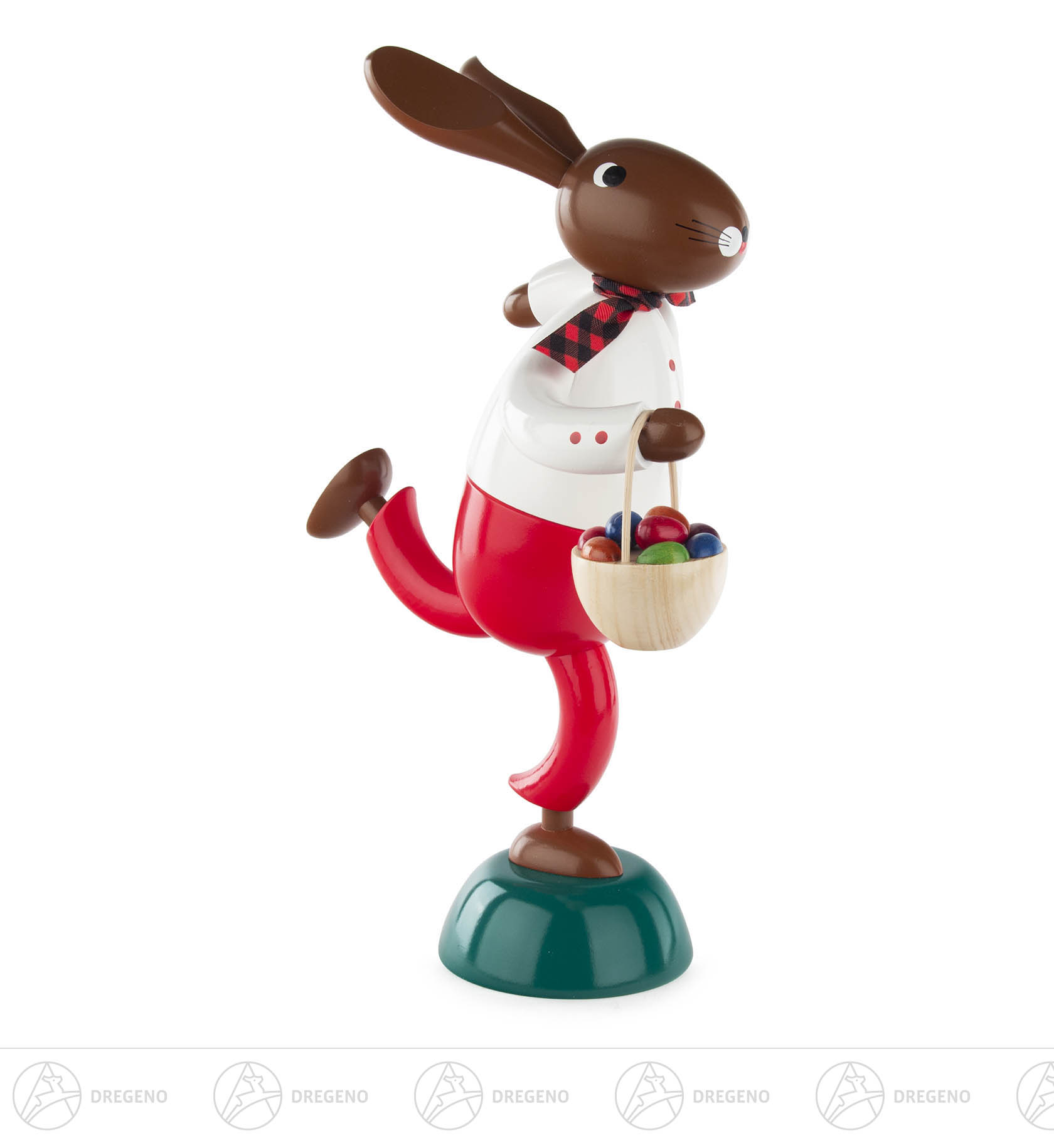 Hase Eierdieb rot groß mit Korb 34cm Hase Eierdieb rot groß mit Korb 34cm