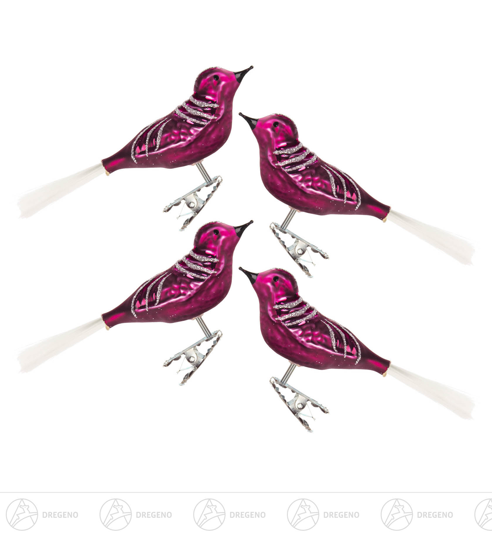 Thüringer Christbaumschmuck Vogel beere matt (4) 13cm