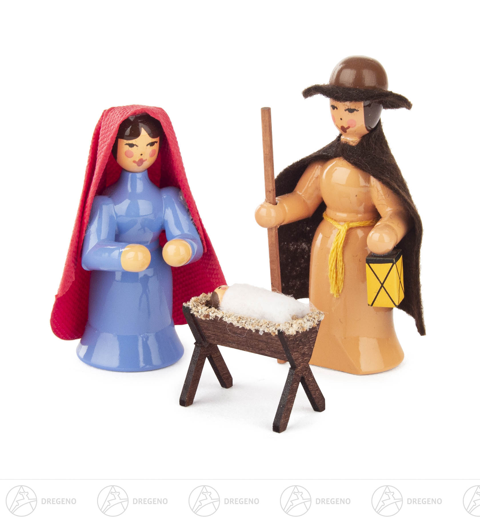 Krippefiguren farbig (3) Maria,Joseph,Krippe mit Kind 6cm